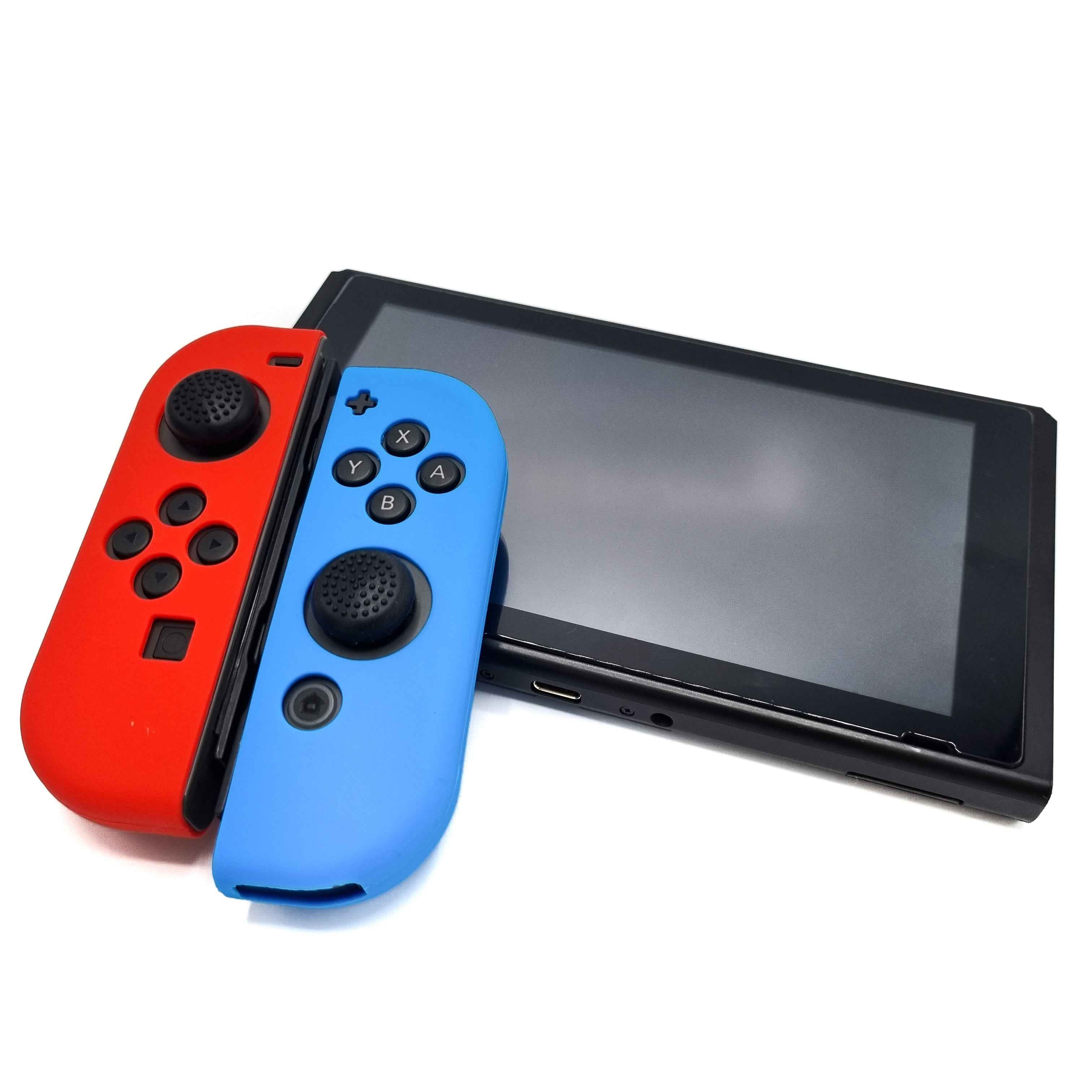 Hoesjes & Skins voor Nintendo Switch 1 - Performance Gaming Case - Soft Grip Covers - Anti-Slip Joy-Con Controller Accessoires - Lichtblauw/Rood