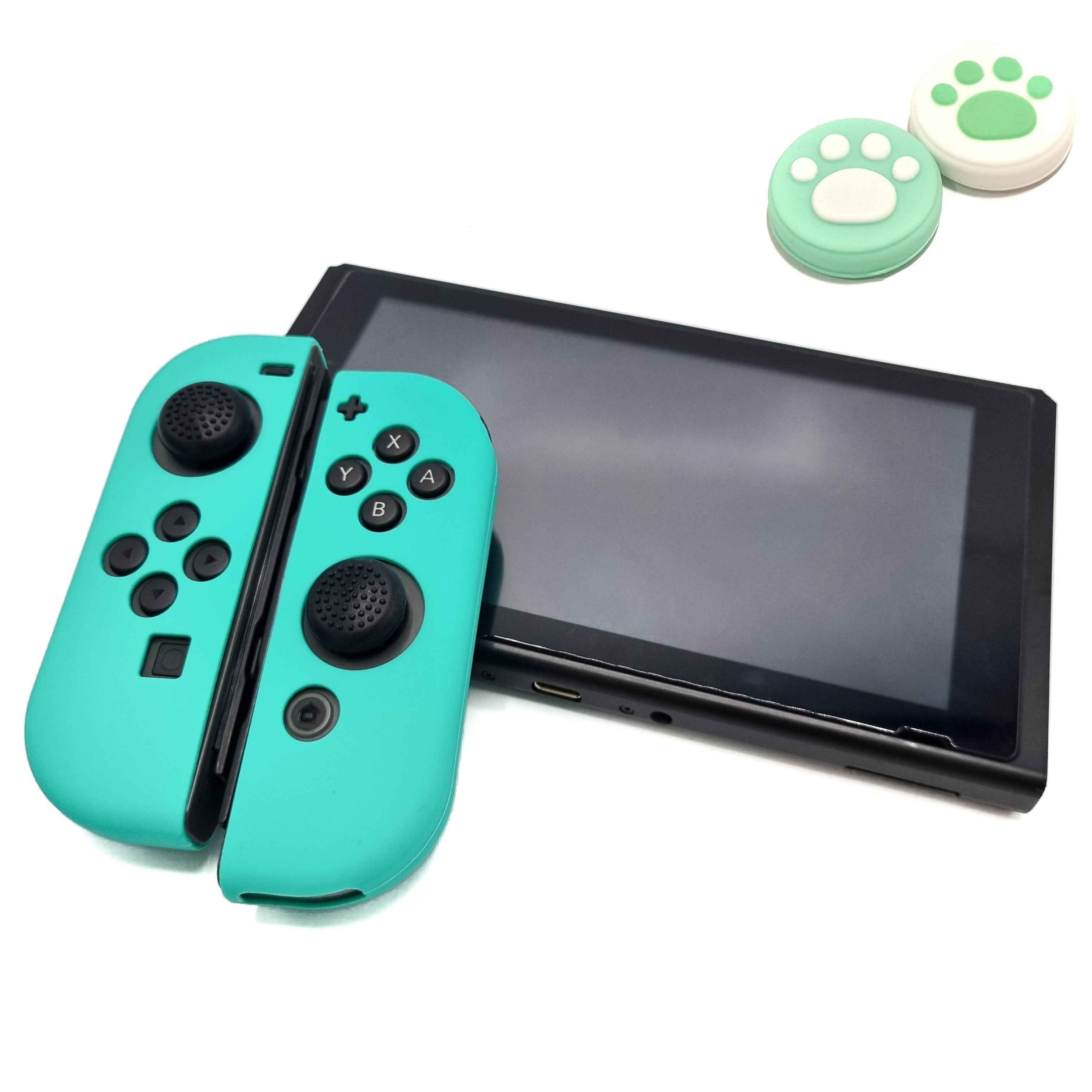 Hoesjes & Skins + Thumb Grips voor Nintendo Switch 1 - Performance Gaming Case - Soft Grip Covers - Anti-Slip Joy-Con Controller Accessoires - Cobalt Groen + Pootjes Groen/Wit