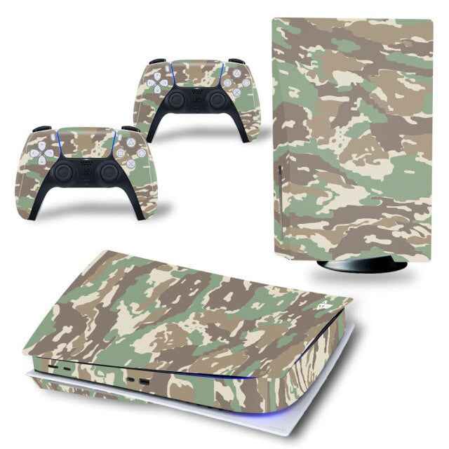 Console & Controller Stickers voor PS5, PlayStation 5 - Performance Gaming Skin - Bescherming Accessoires - Camo - Groen Wit