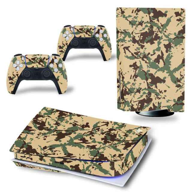 Console & Controller Stickers voor PS5, PlayStation 5 - Performance Gaming Skin - Bescherming Accessoires - Camo - Geel