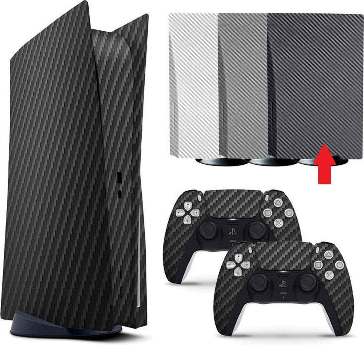 Console & Controller Stickers voor PS5, PlayStation 5 - Performance Gaming Skin - Bescherming Accessoires - Carbon - Zwart