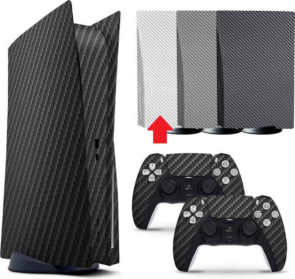 Console & Controller Stickers voor PS5, PlayStation 5 - Performance Gaming Skin - Bescherming Accessoires - Carbon - Wit