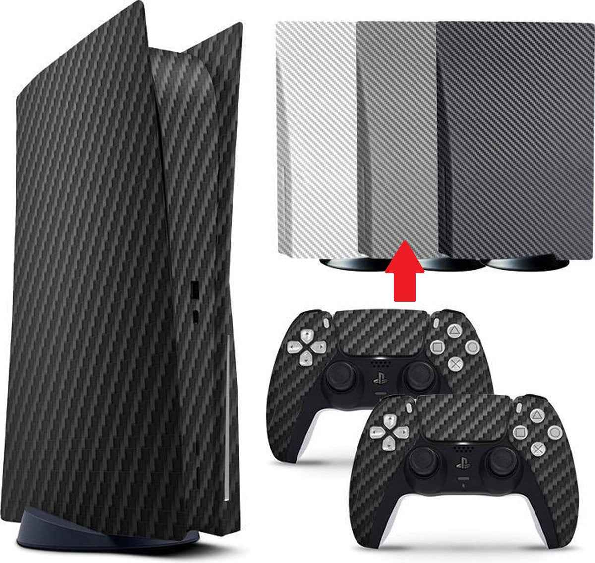 Console & Controller Stickers voor PS5, PlayStation 5 - Performance Gaming Skin - Bescherming Accessoires - Carbon - Zilver