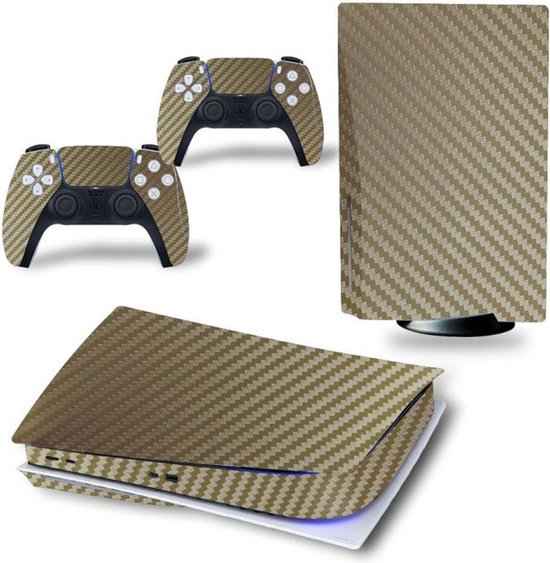 Console & Controller Stickers voor PS5, PlayStation 5 - Performance Gaming Skin - Bescherming Accessoires - Carbon - Goud