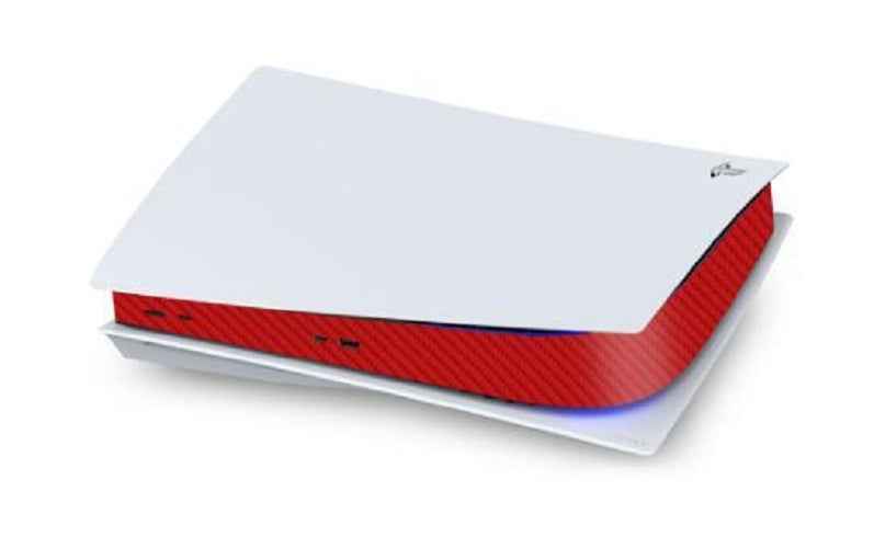 Console Sticker Strip voor PS5, PlayStation 5 - Performance Gaming Skin - Bescherming Accessoires - Carbon - Rood