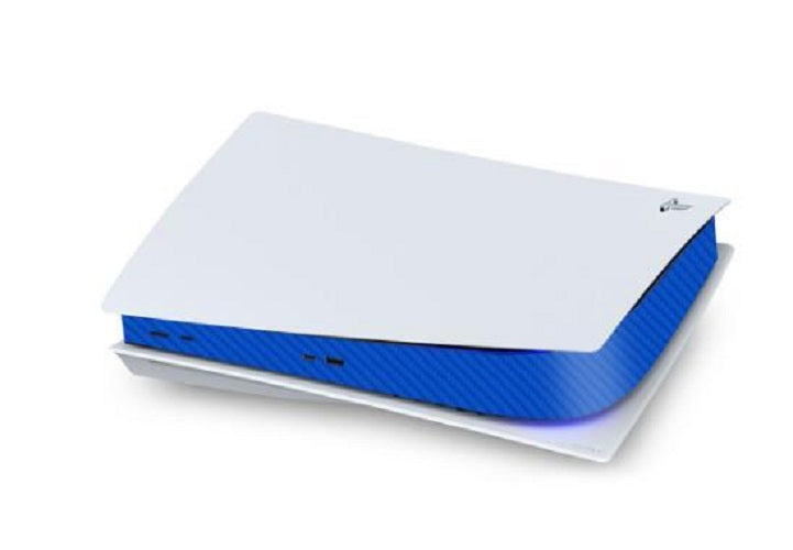 Console Sticker Strip for PS5, PlayStation 5 - Performance Gaming Skin - Protection Accessories - Carbon - Blue