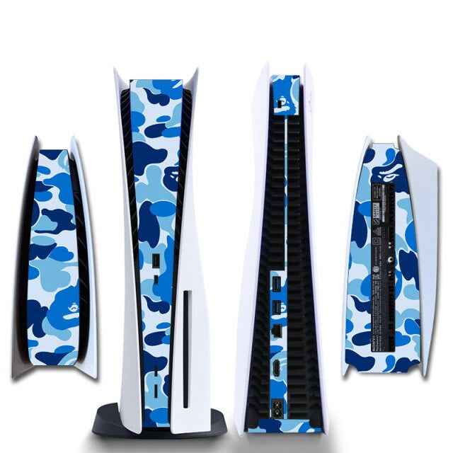 Console Sticker Strip voor PS5, PlayStation 5 - Performance Gaming Skin - Bescherming Accessoires - Camo - Blauw