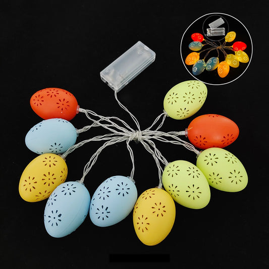 Pasen | Easter | Paashaas | Verlichting | Paasverlichting | Lichtslang met 10 Lampjes | Ei | Eggs Gekleurd