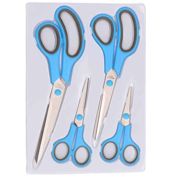 Roestvrije Universele Scharenset - Scharen - Knippen & Knutselen - Keukenschaar - Blauw 4-delig