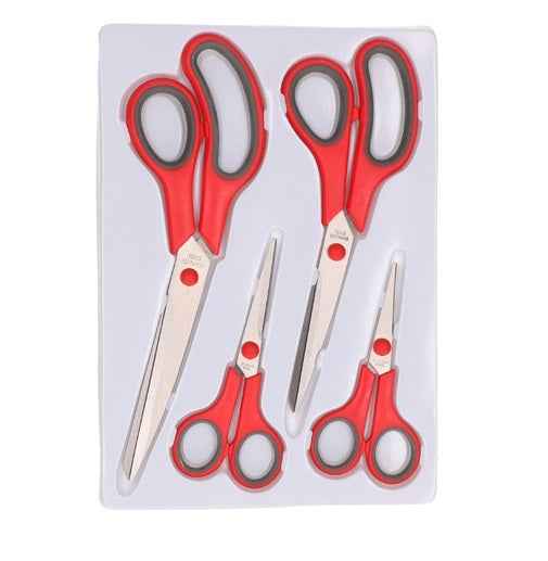 Roestvrije Universele Scharenset - Scharen - Knippen & Knutselen - Keukenschaar - Rood 4-delig