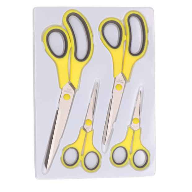 Roestvrije Universele Scharenset - Scharen - Knippen & Knutselen - Keukenschaar - Geel 4-delig