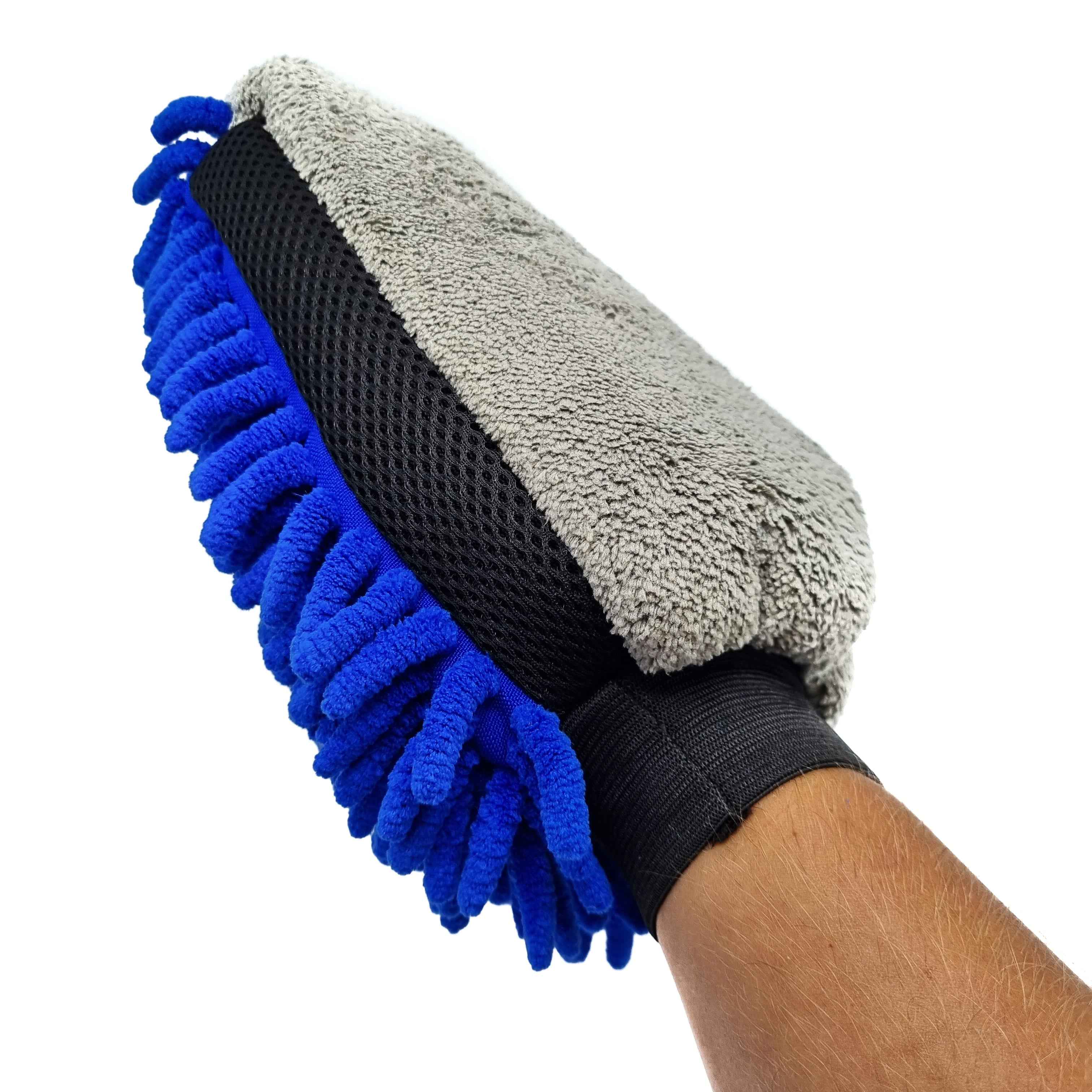 Auto Schoonmaak Spons - Autospons - Washandschoen - Schoonmaakspons Handschoen - Blauw