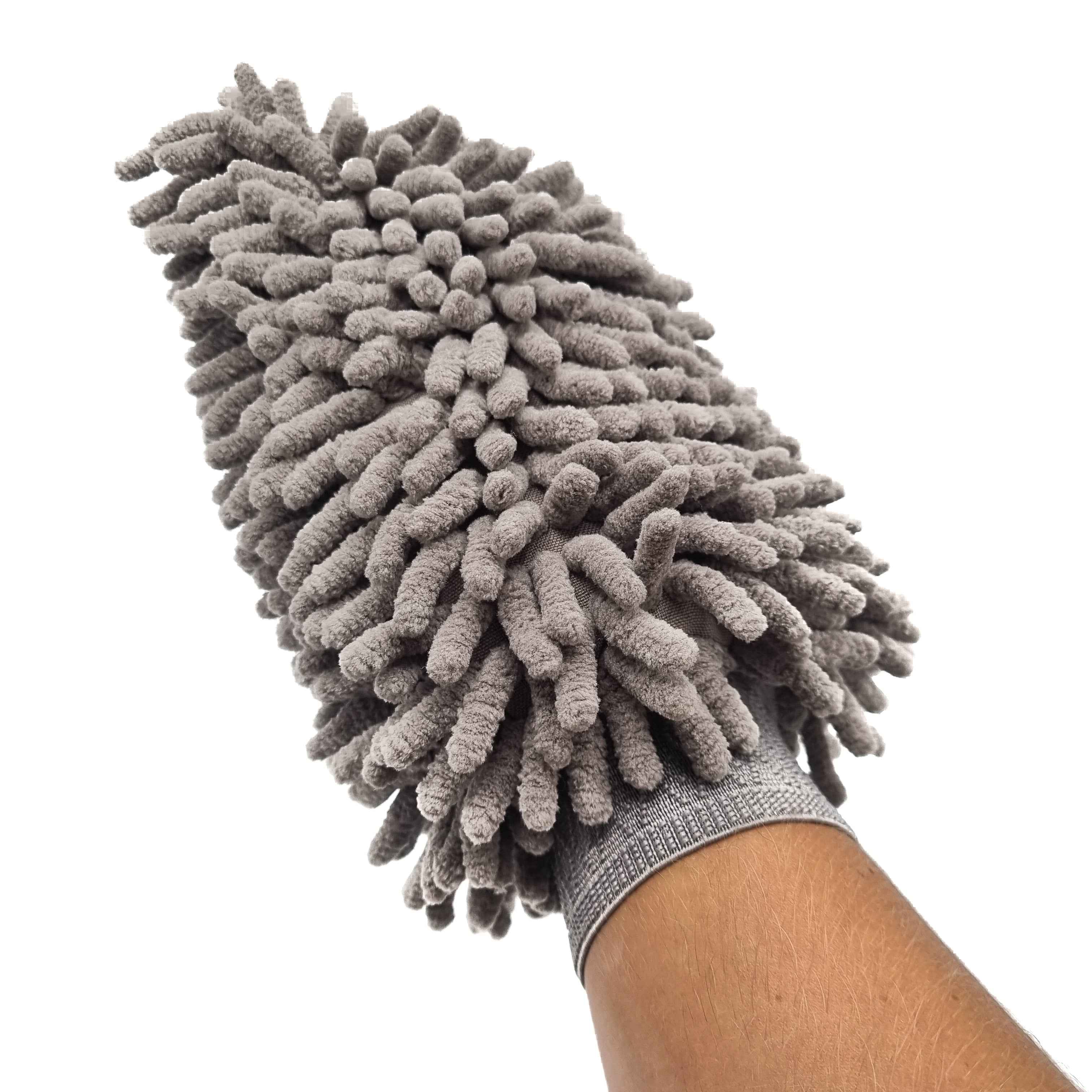 Auto Schoonmaak Spons - Autospons - Washandschoen - Schoonmaakspons Handschoen- 1 zijdig Grijs