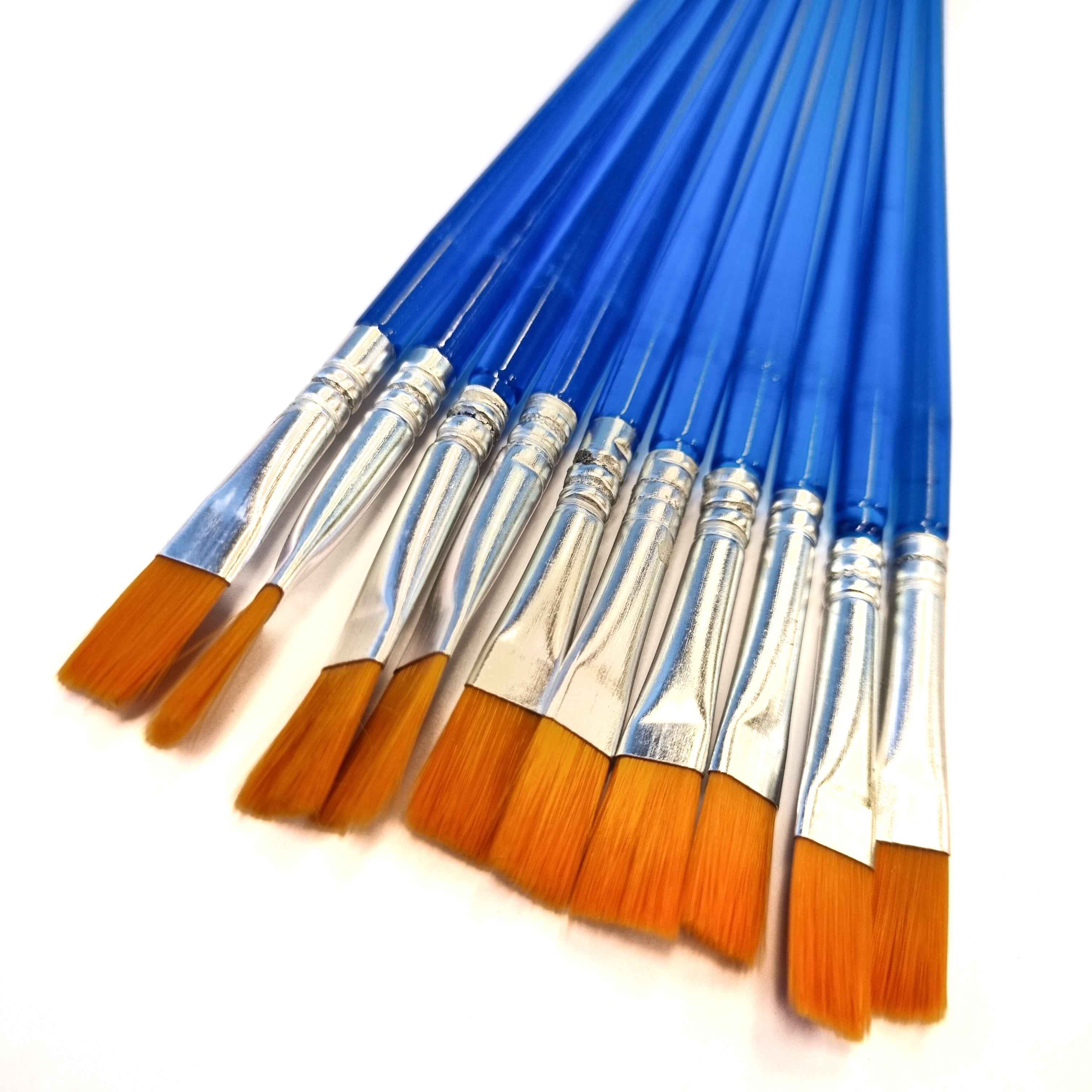 Verfkwasten - Set van 10 - Plat - Penselen - Kwastjes - Schilderen - Verven - Knutselen - Kwasten - Plat - Blauw