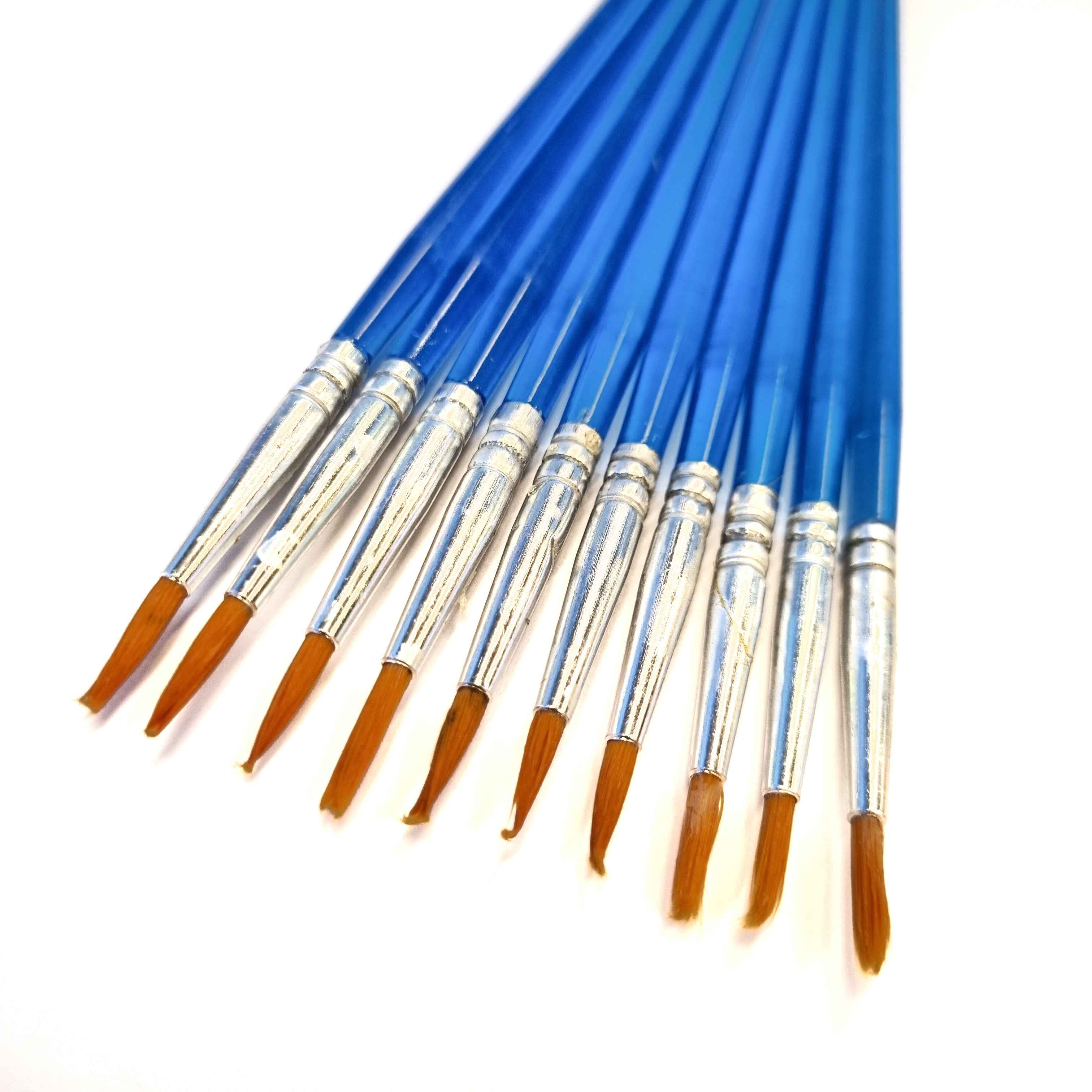 Verfkwasten - Set van 10 - Pointed - Penselen - Kwastjes - Schilderen - Verven - Knutselen - Kwasten - Pointed - Blauw