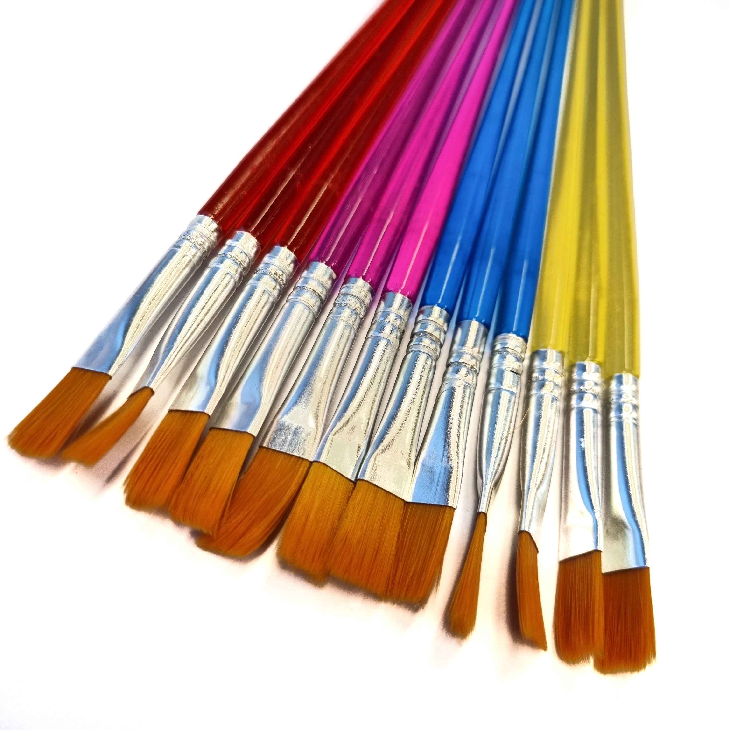 Verfkwasten - Set van 12 - Penselen - Kwastjes - Schilderen - Verven - Knutselen - Kwasten - Plat - Multicolor