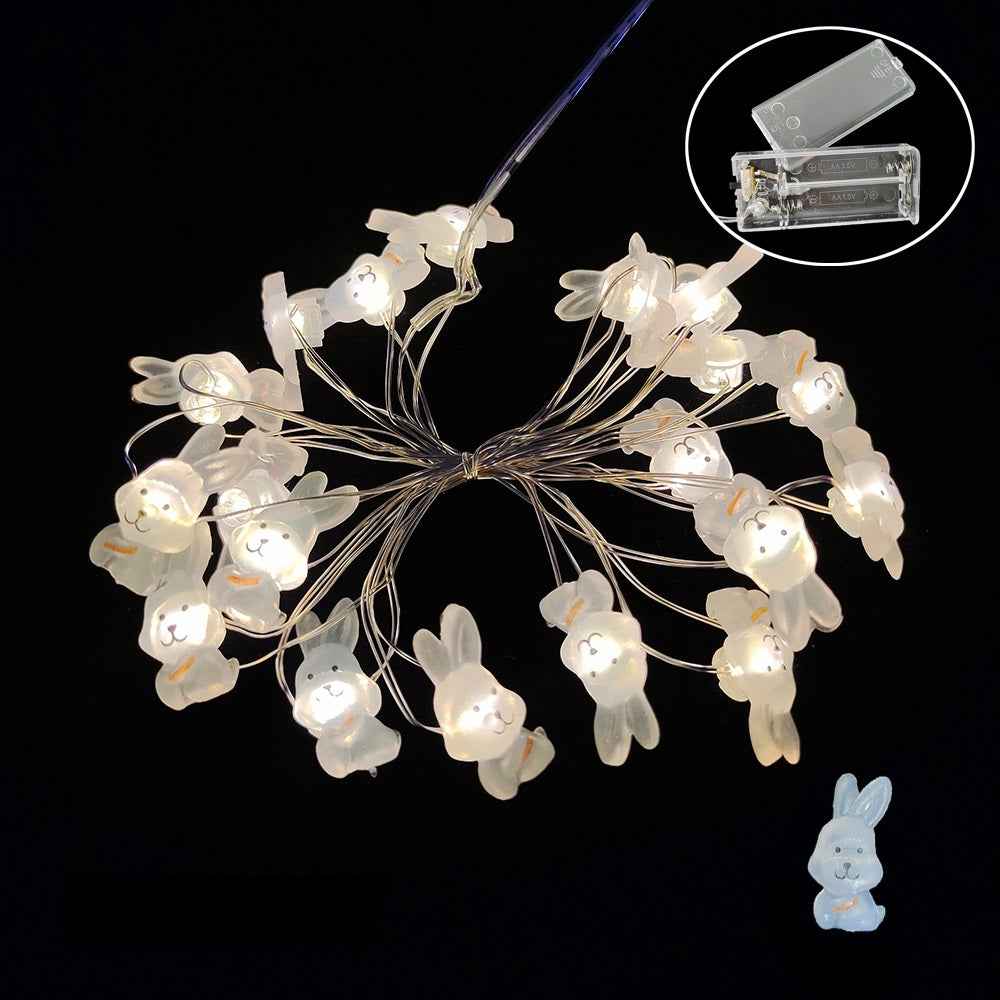 Pasen - Easter - Paashaas - Verlichting - Paasverlichting - Lichtslang met 20 Lampjes - Rabbits - Konijnen Wit