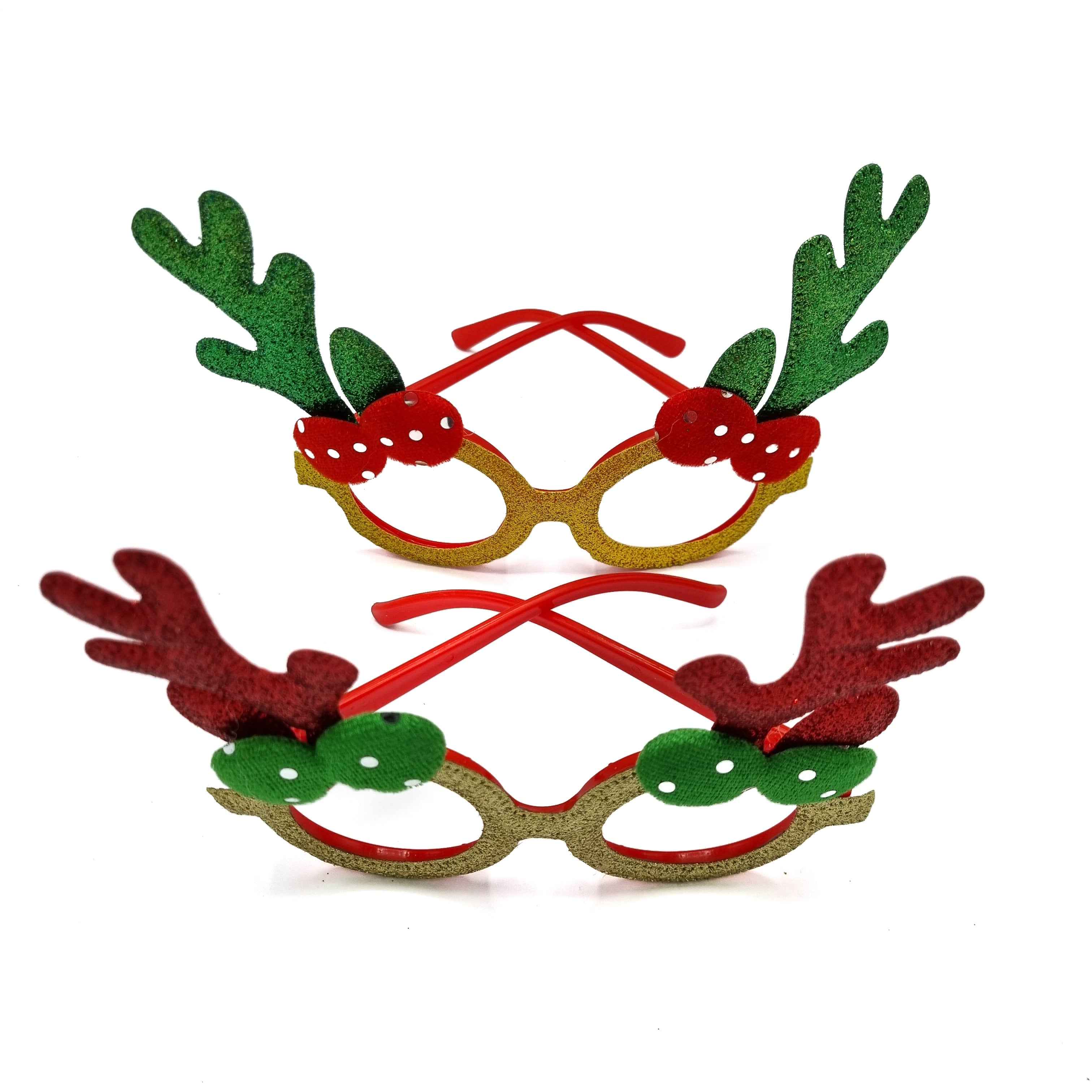 Brillen - Bril - Kerst - Kerstman - Kerstboom - Kerst - Kerstmis - Christmas - Xmas - Set van 2 - Rendier Rood Groen