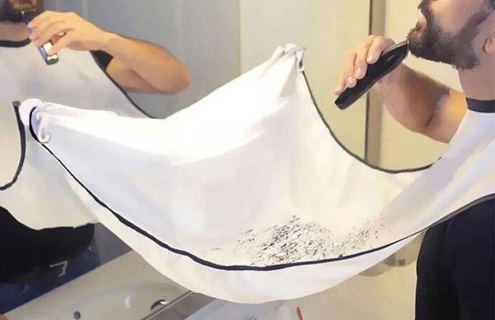 Scheer Schort - Scheren - Baardcape met zuignappen - Baard scheren - Haaropvanger - Wit