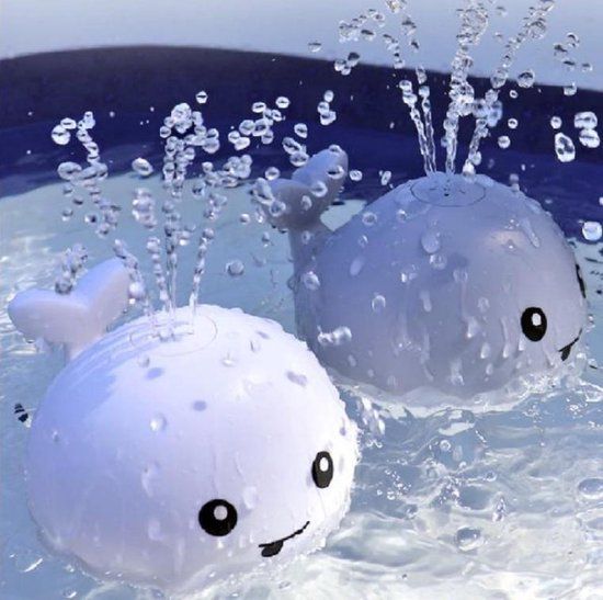 Bath - Wally the Whale - Gray - Light Up - Sensor Fountain - Various Multicolor Colors Light - Gray
