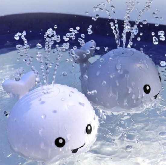 Bad - Wally de Walvis - Grijs - Lichtgevend - Sensor Fontein - Verschillende Multicolor Kleuren Licht - Grijs