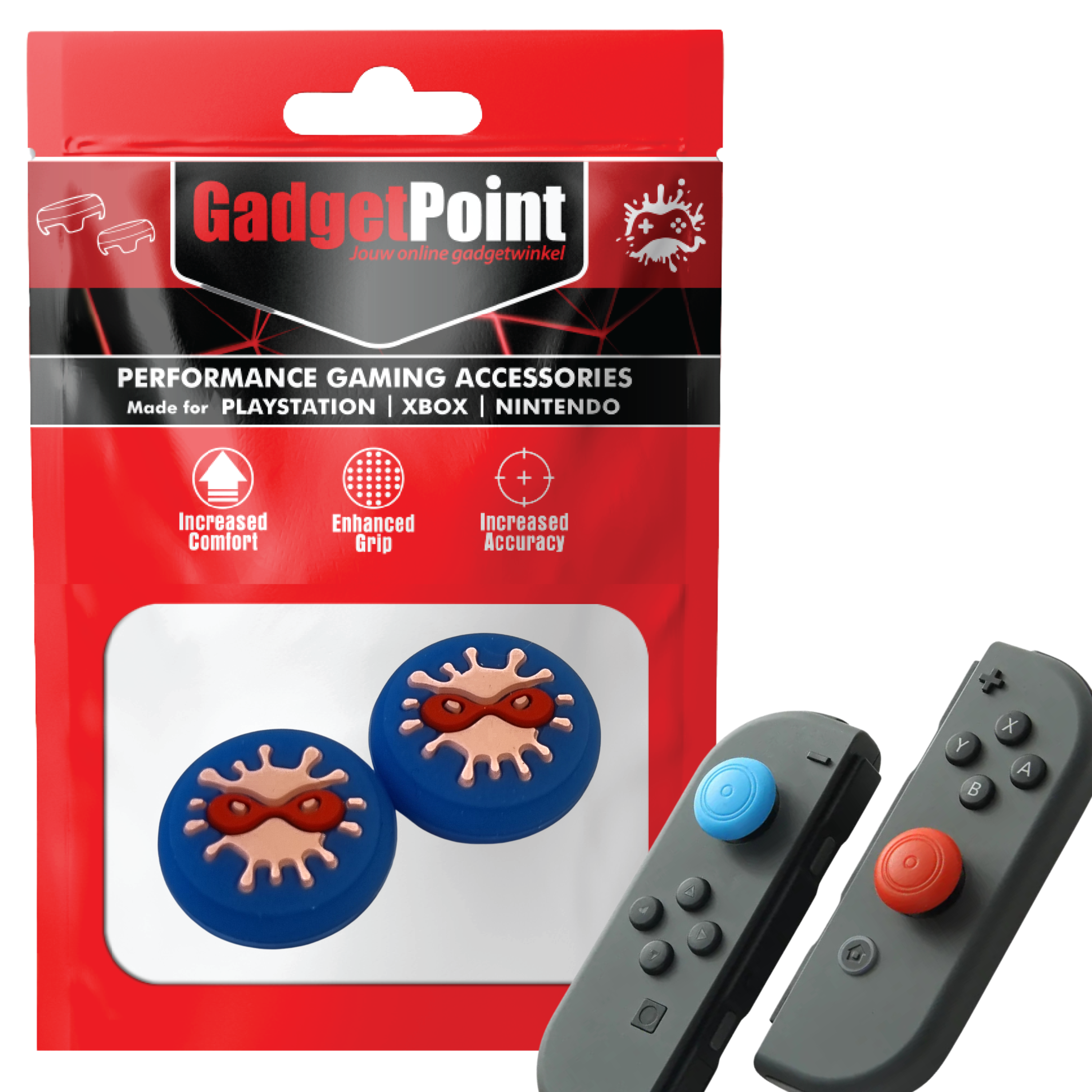 Gaming Thumb Grips | Performance Thumbsticks | Accessoires geschikt voor Nintendo Switch Joy-Con Controller(s) | Thumbgrips | Masker - Blauw