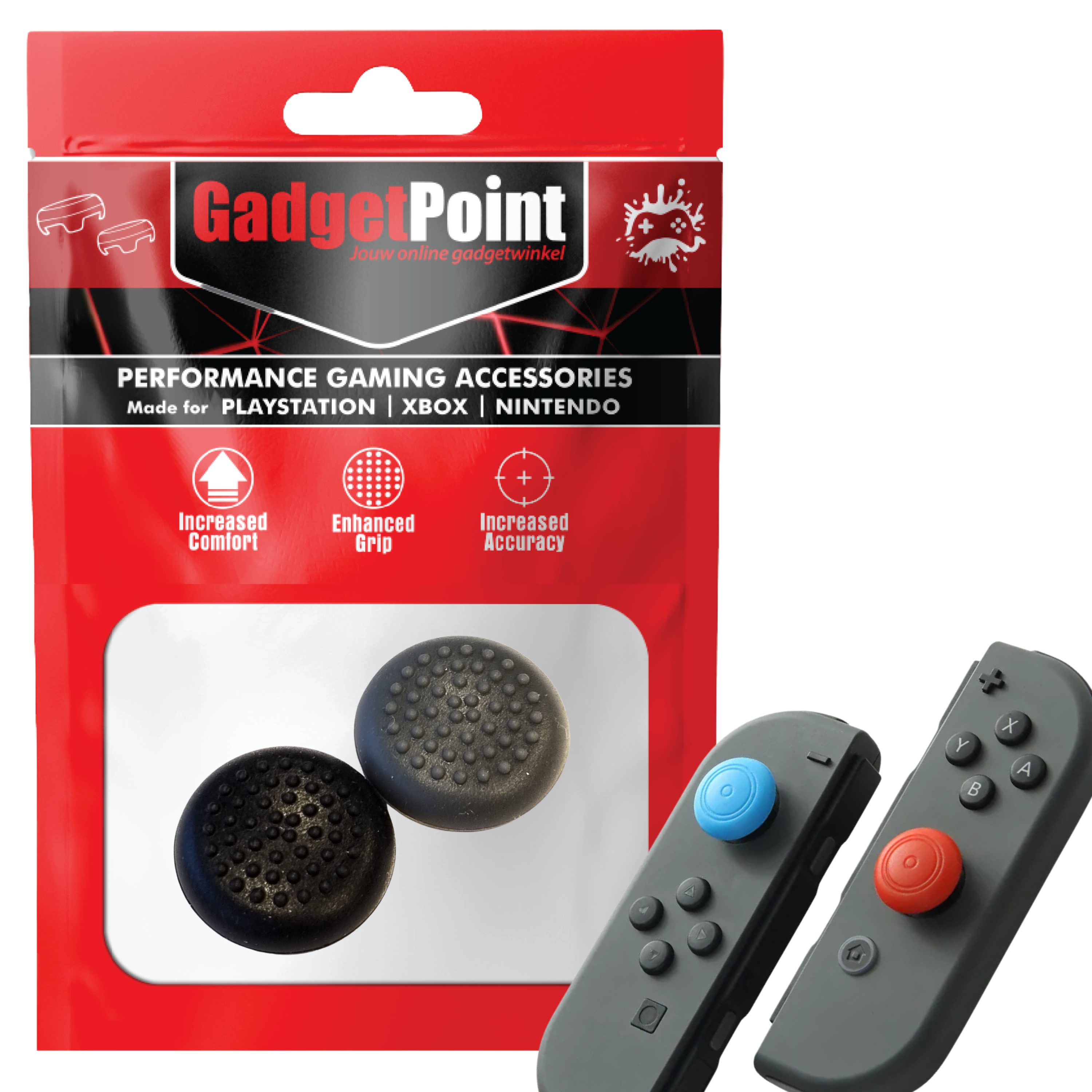 Gaming Thumb Grips | Performance Anti-slip Thumbsticks | Joystick Cap Thumb Grips | Thumbs Dots - Gray/Black | Accessories suitable for Nintendo Switch Joy-Con Controllers