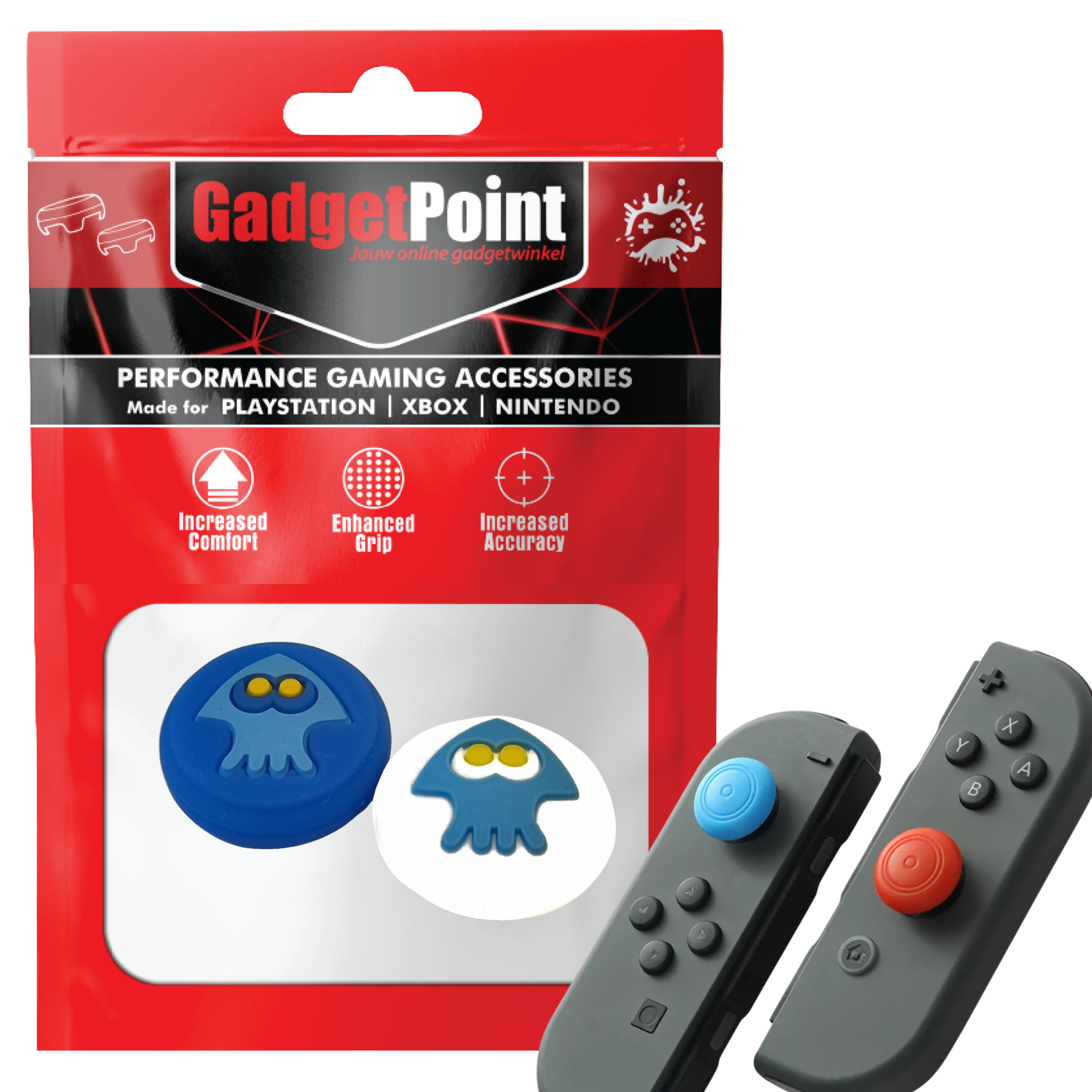 Gaming Thumb Grips | Performance Anti-slip Thumbsticks | Joystick Cap Thumb Grips | Octopus - Blue/White | Accessories suitable for Nintendo Switch Joy-Con Controllers