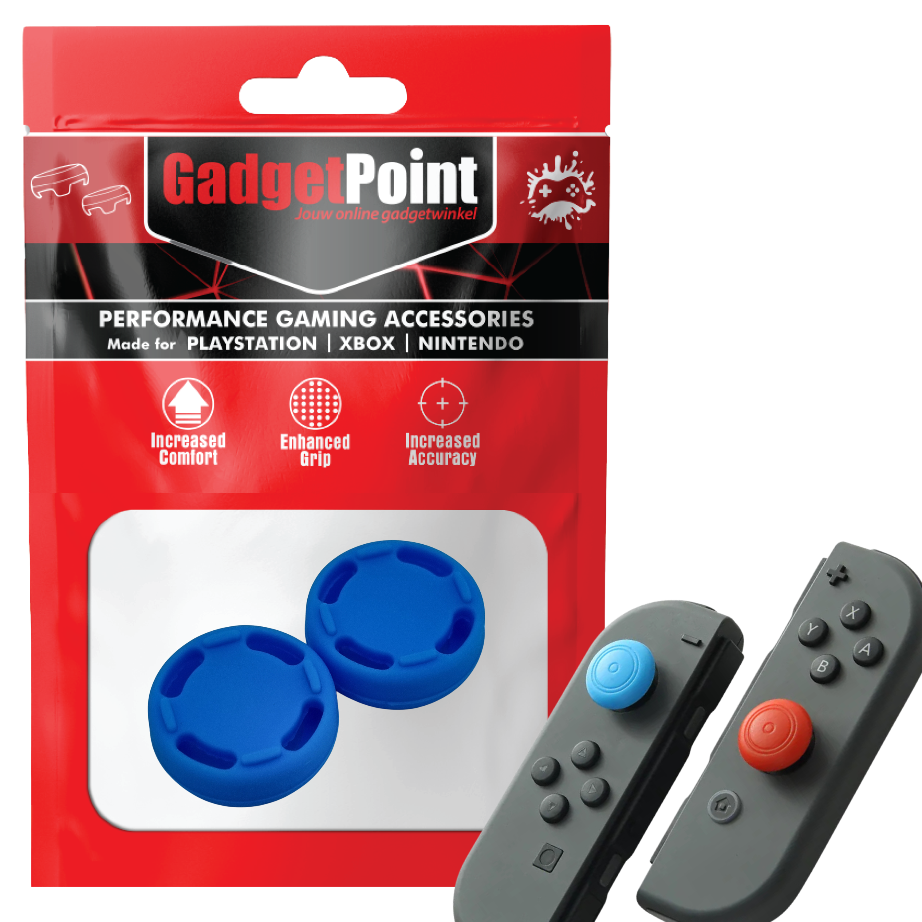 Gaming Thumb Grips | Performance Thumbsticks | Accessoires geschikt voor Nintendo Switch Joy-Con Controller(s) | Thumbgrips | Cirkel - Lichtblauw