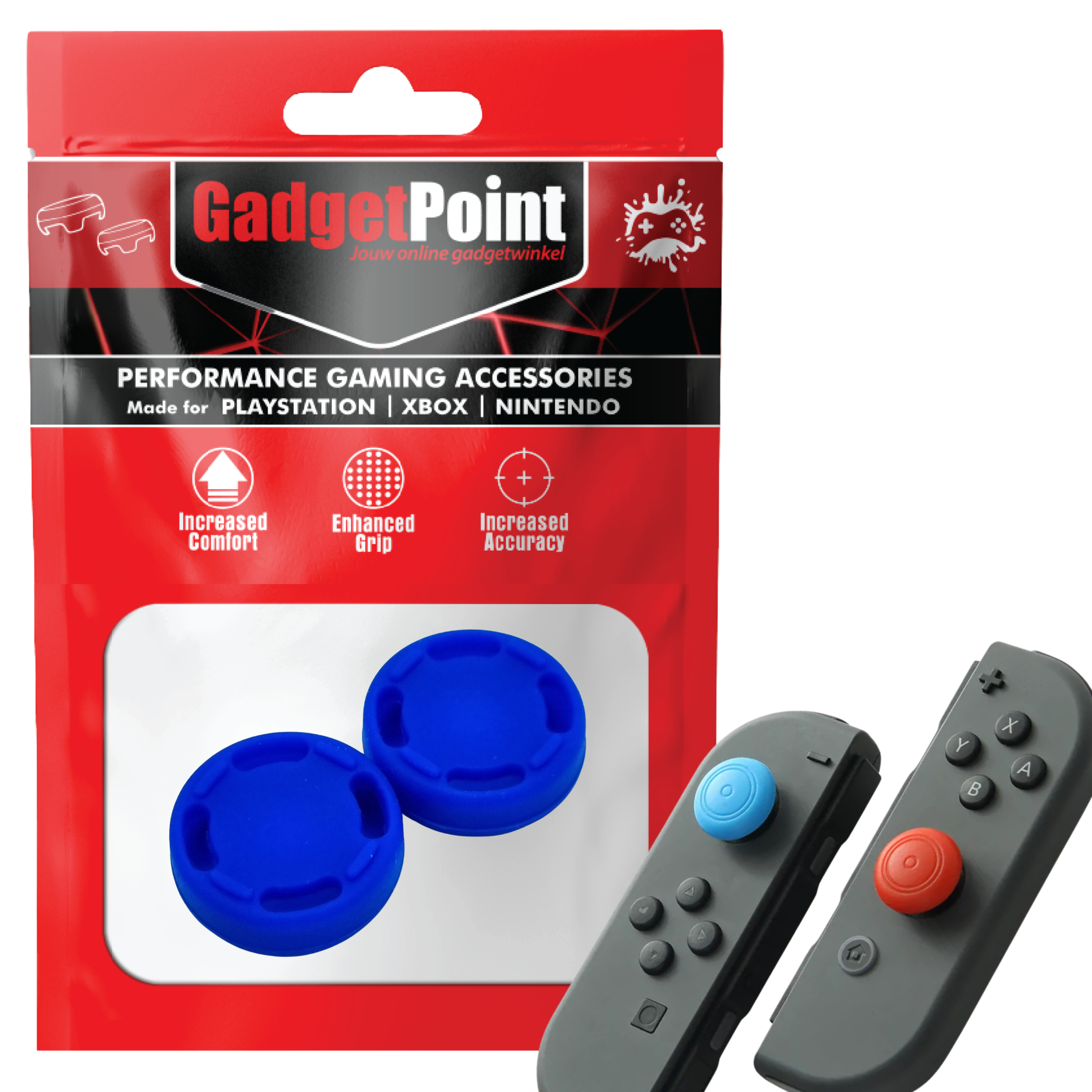 Gaming Thumb Grips | Performance Thumbsticks | Accessoires geschikt voor Nintendo Switch Joy-Con Controller(s) | Thumbgrips | Cirkel - Blauw