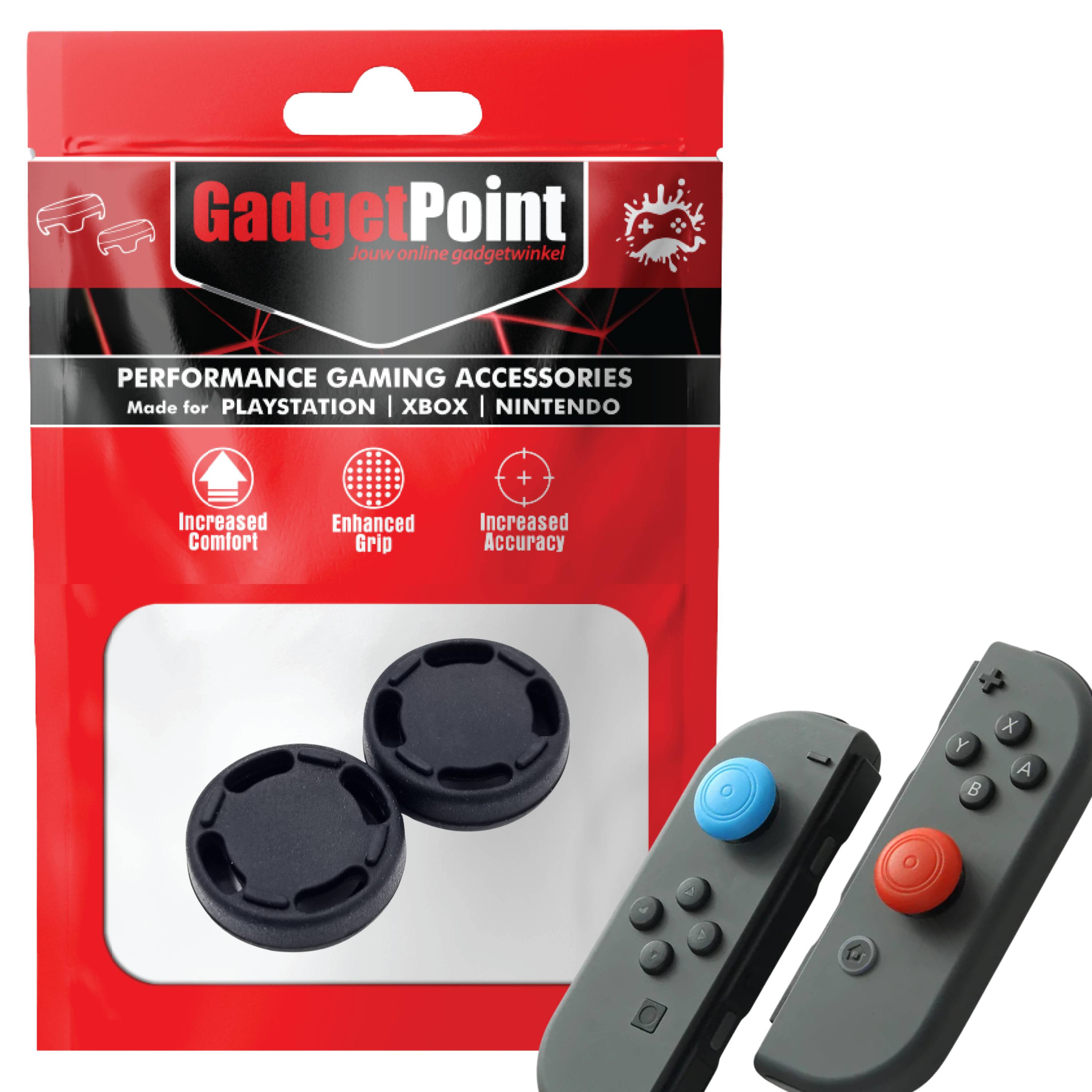 Gaming Thumb Grips | Performance Thumbsticks | Accessoires geschikt voor Nintendo Switch Joy-Con Controller(s) | Thumbgrips | Cirkel - Zwart