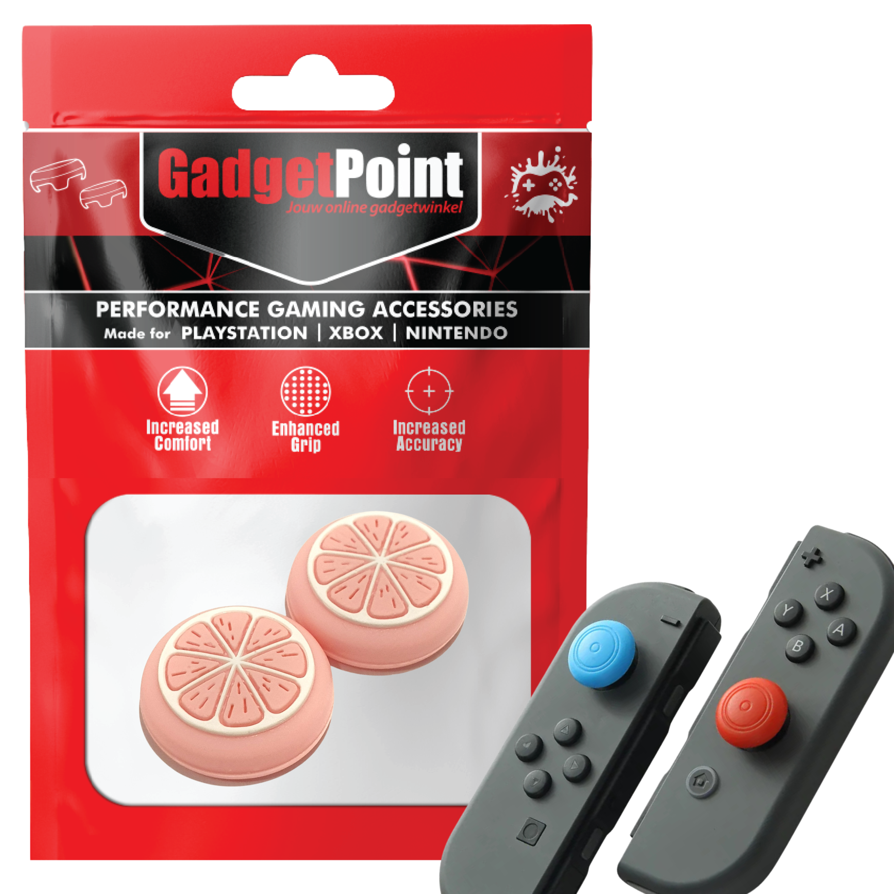 Gaming Thumb Grips | Performance Thumbsticks | Accessoires geschikt voor Nintendo Switch Joy-Con Controller(s) | Thumbgrips | Fruit - Roze