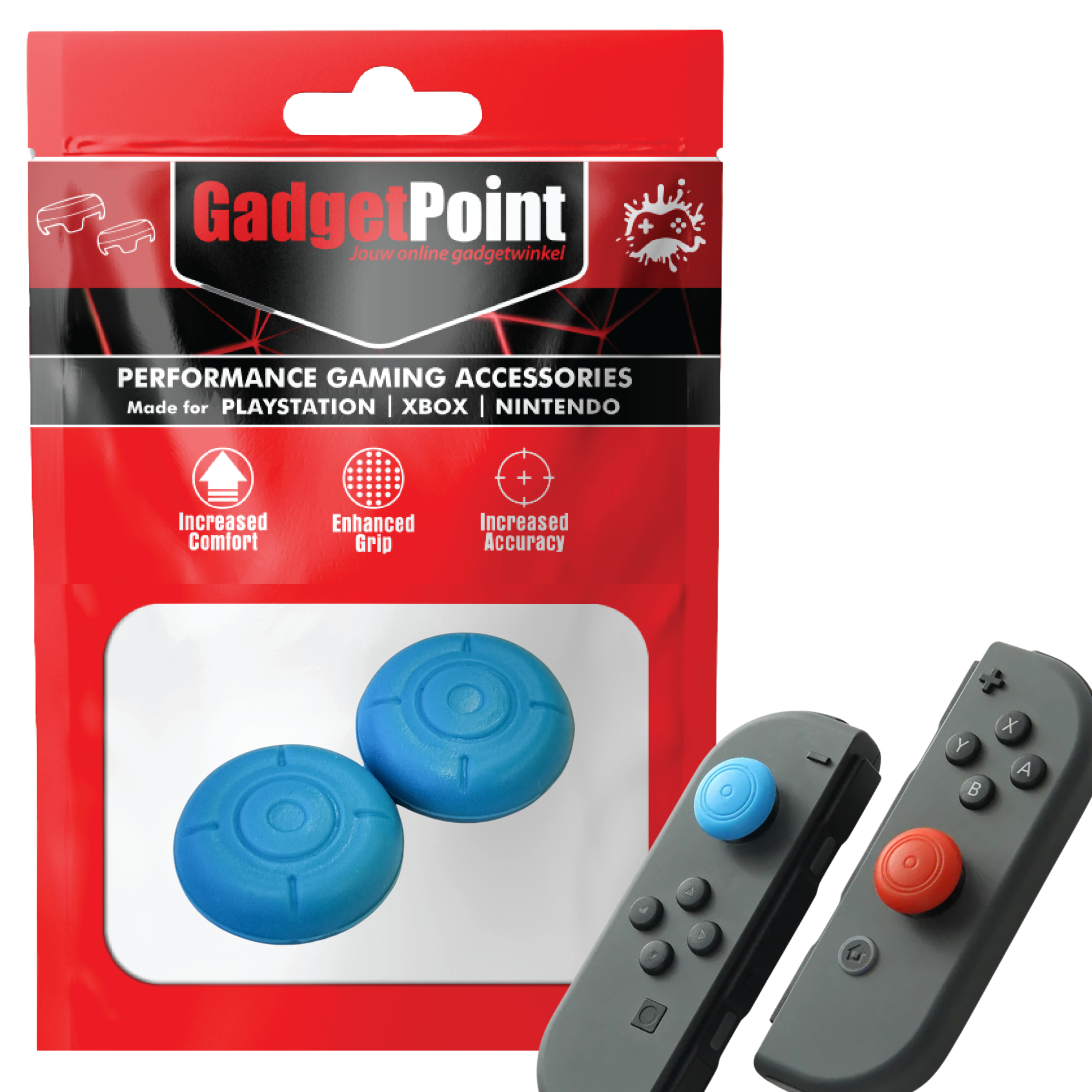 Gaming Thumb Grips | Performance Thumbsticks | Accessoires geschikt voor Nintendo Switch Joy-Con Controller(s) | Thumbgrips | Thumbgrip- Blauw