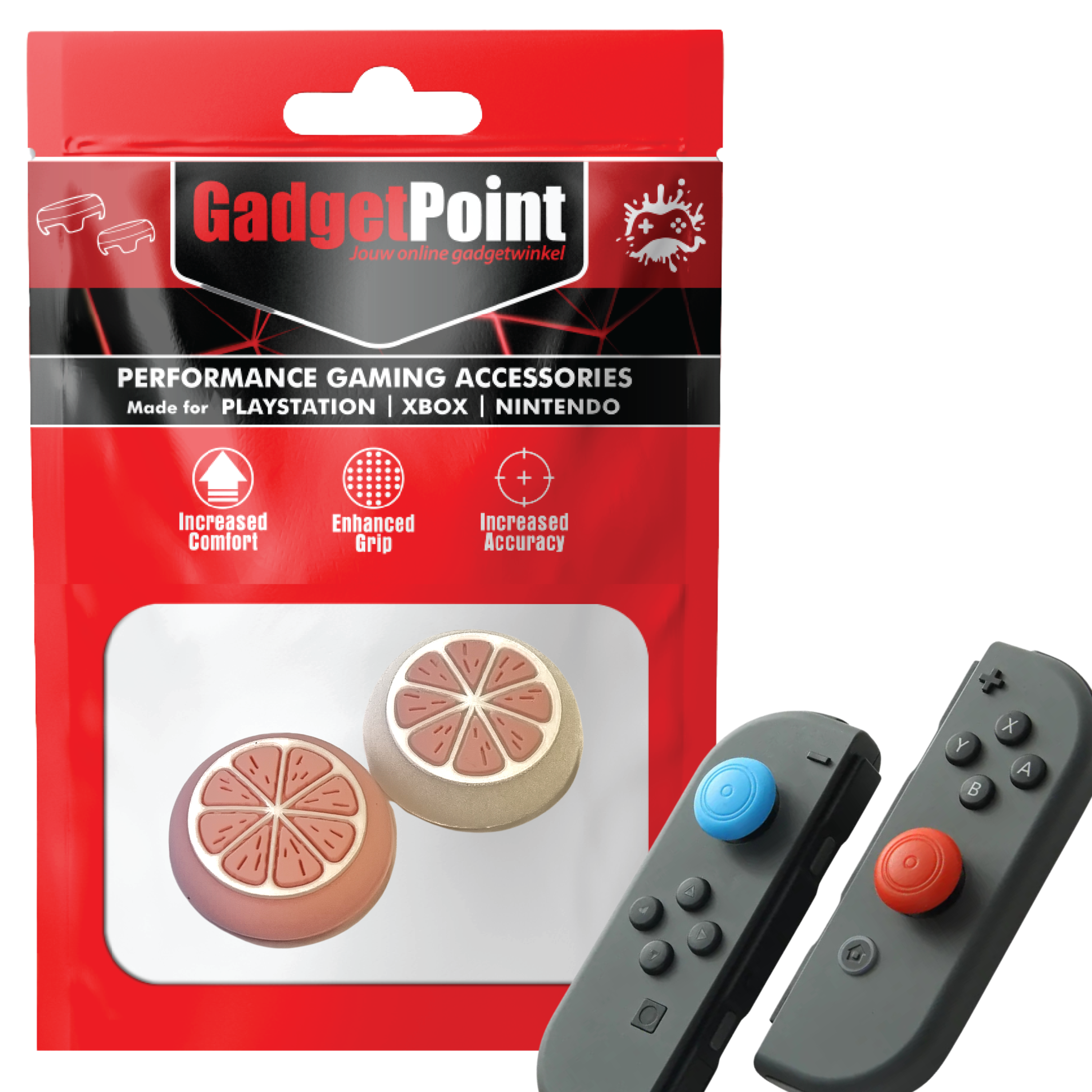 Gaming Thumb Grips | Performance Thumbsticks | Accessoires geschikt voor Nintendo Switch Joy-Con Controller(s) | Thumbgrips | Fruit - Roze/Wit