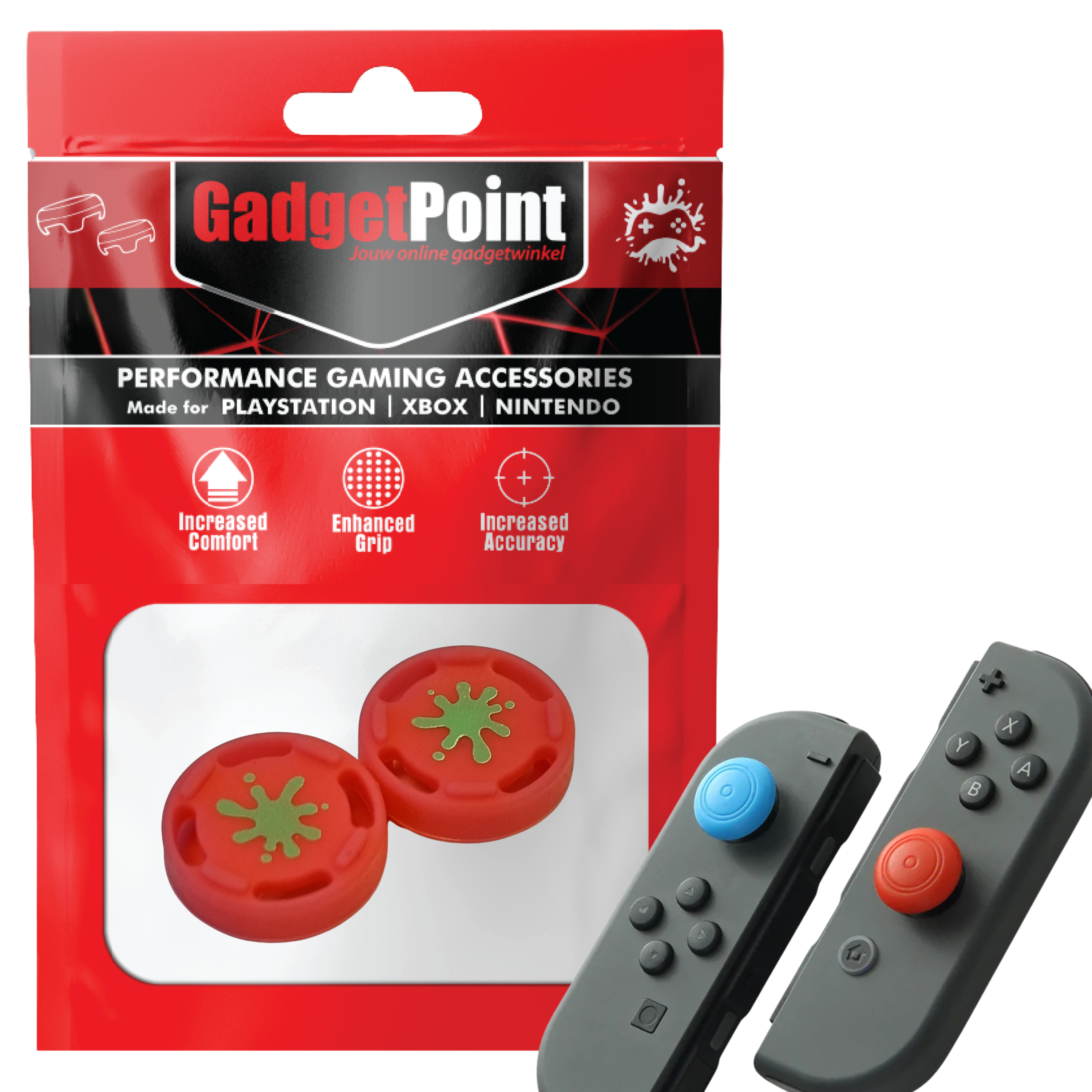 Gaming Thumb Grips | Performance Anti-slip Thumbsticks | Joystick Cap Thumb Grips | Splash - Pink | Accessories suitable for Nintendo Switch Joy-Con Controllers