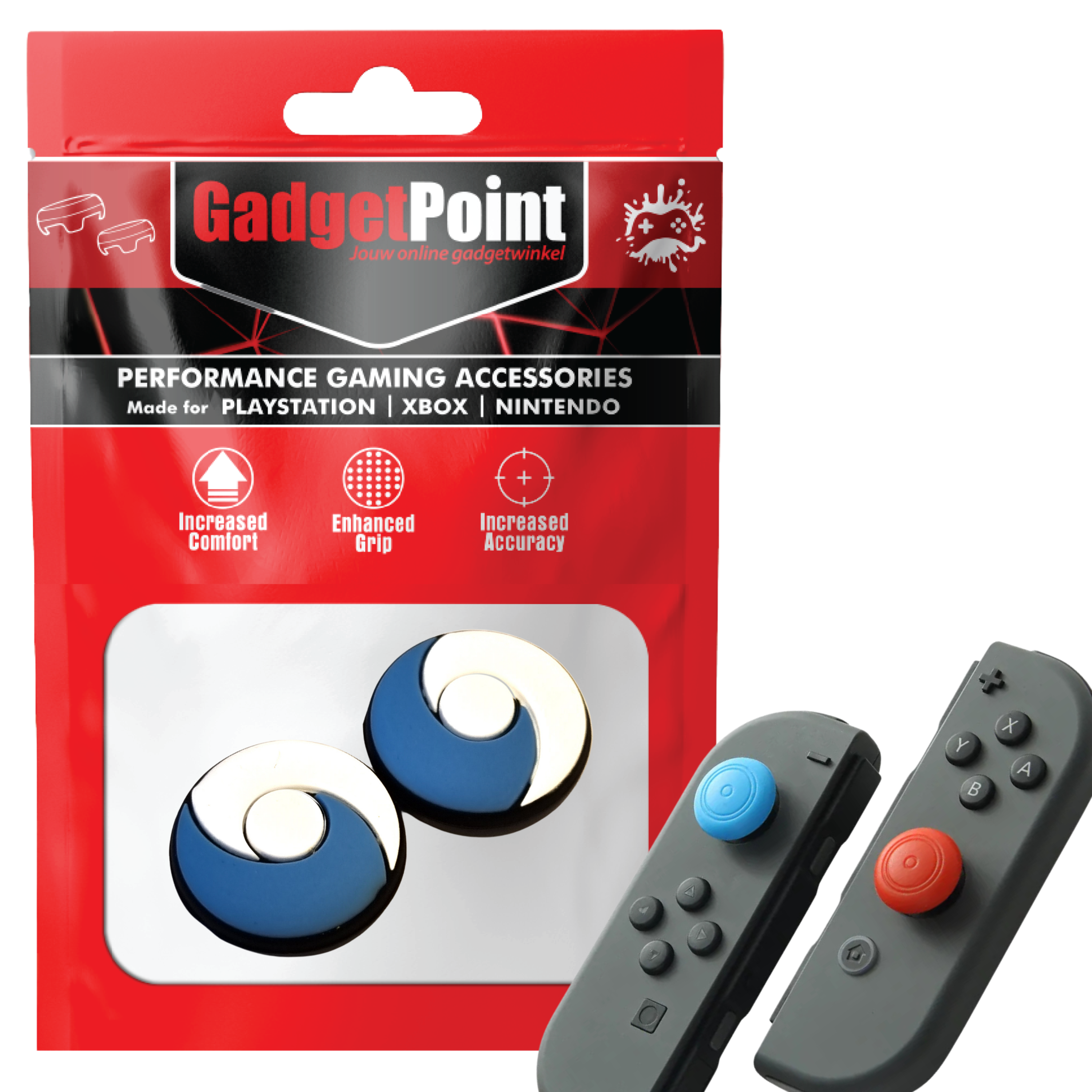 Gaming Thumb Grips | Performance Anti-slip Thumbsticks | Joystick Cap Thumb Grips | Round - Blue | Accessories suitable for Nintendo Switch Joy-Con Controllers
