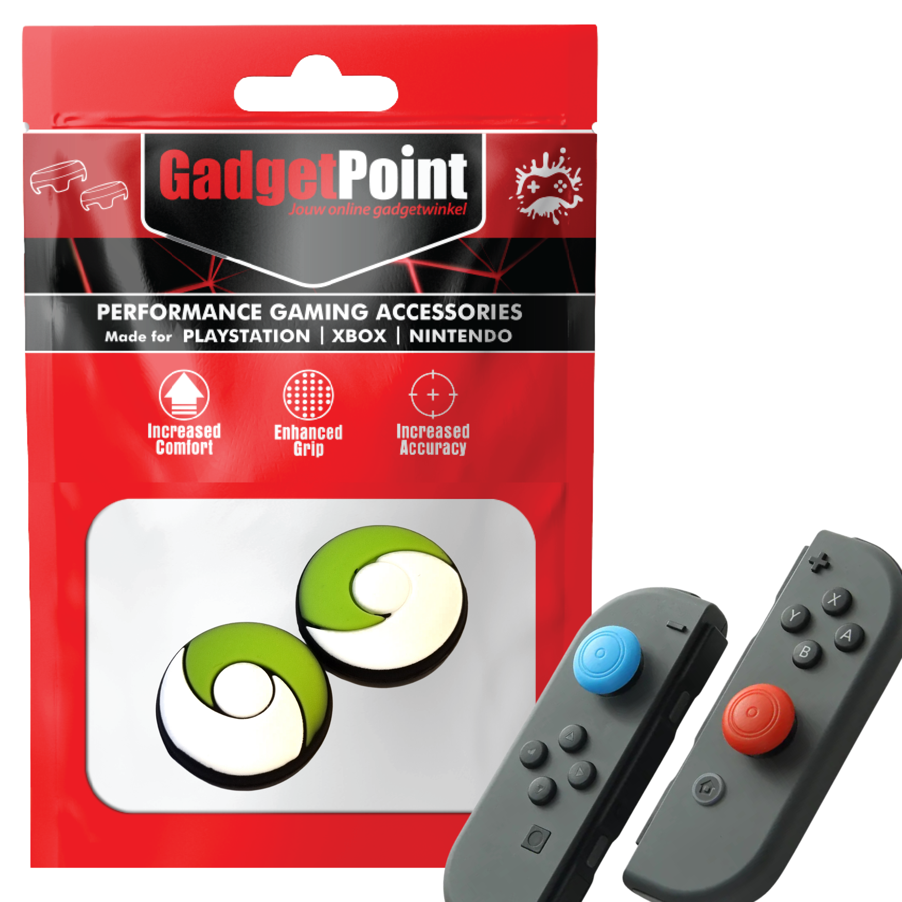 Gaming Thumb Grips | Performance Anti-slip Thumbsticks | Joystick Cap Thumb Grips | Round - Green | Accessories suitable for Nintendo Switch Joy-Con Controllers