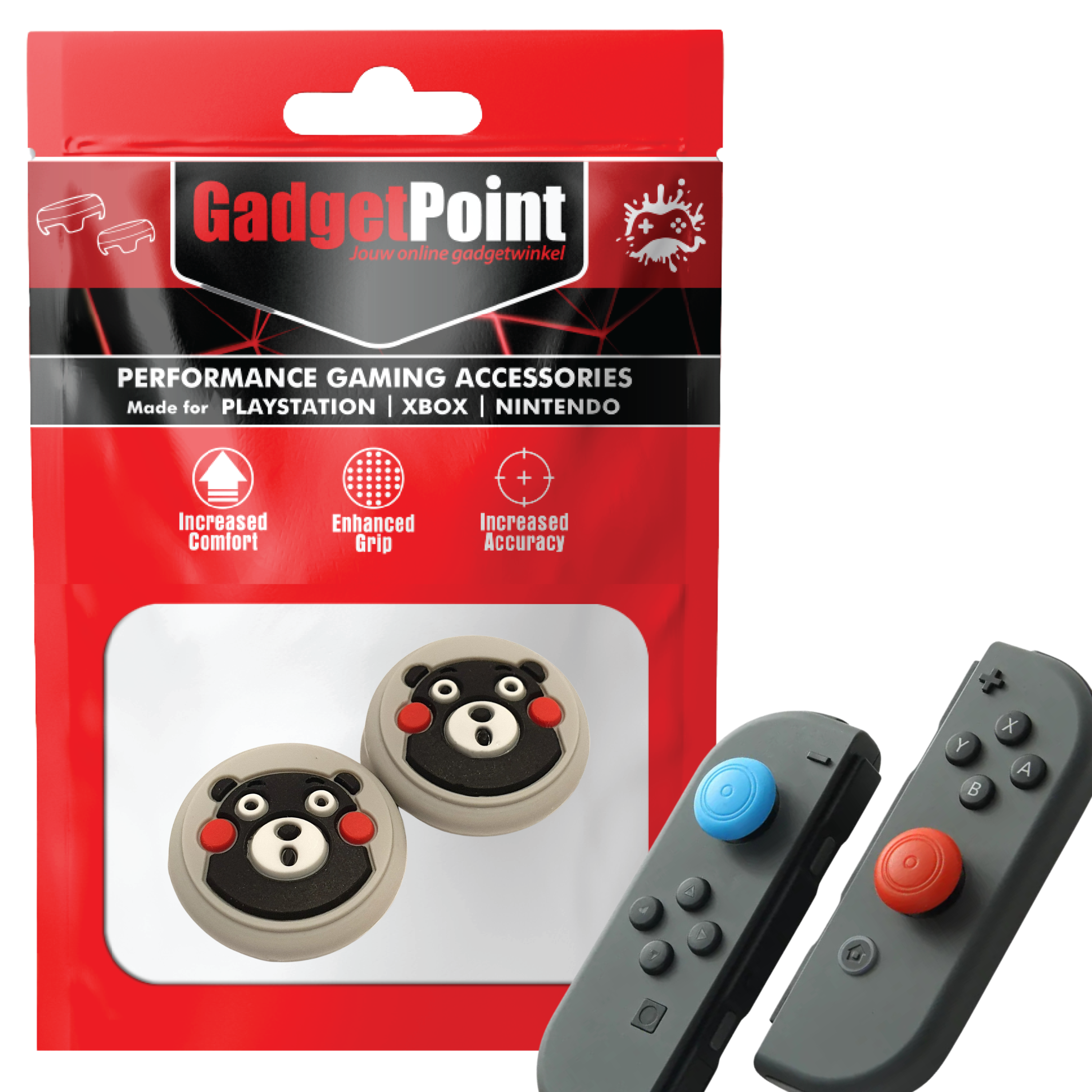 Gaming Thumb Grips | Performance Anti-slip Thumbsticks | Joystick Cap Thumb Grips | Bears - Gray | Accessories suitable for Nintendo Switch Joy-Con Controllers