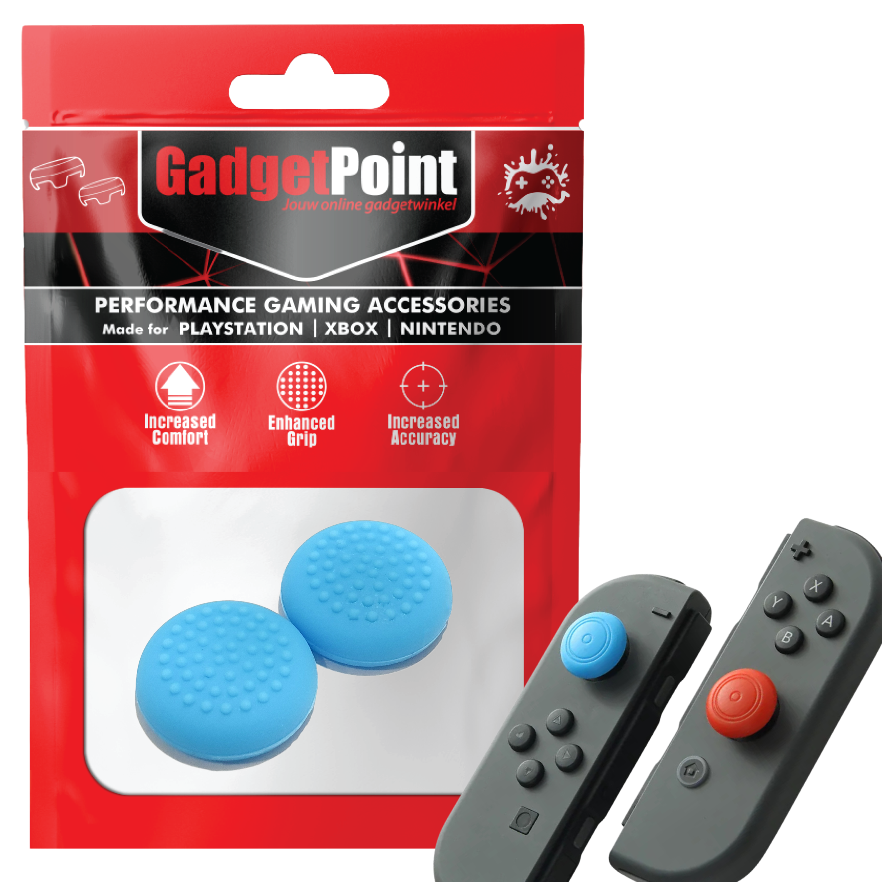 Gaming Thumb Grips | Performance Thumbsticks | Accessoires geschikt voor Nintendo Switch Joy-Con Controller(s) | Thumbgrips | Thumbs Stippen - Blauw