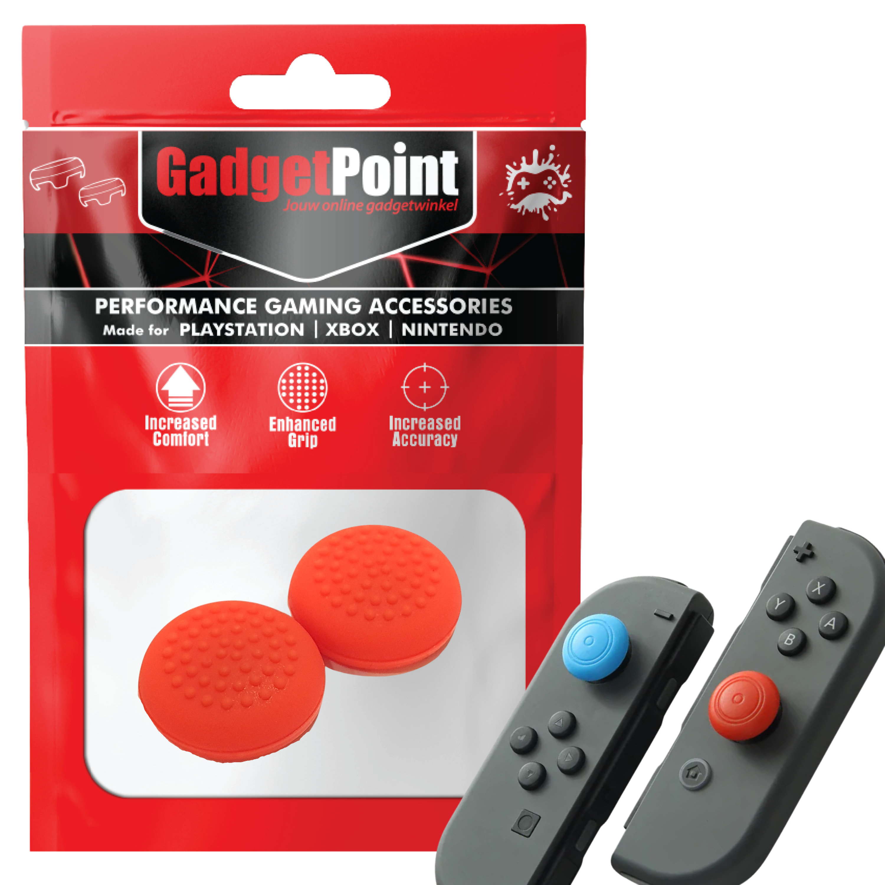 Gaming Thumb Grips | Performance Anti-slip Thumbsticks | Joystick Cap Thumb Grips | Thumbs Dots - Red | Accessories suitable for Nintendo Switch Joy-Con Controllers