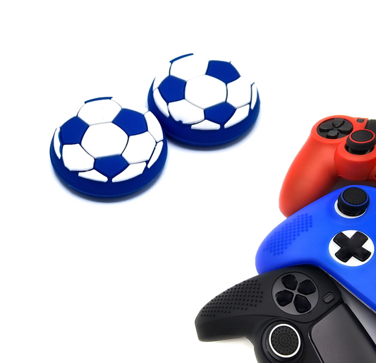 Gaming Thumb Grips | Performance Anti-slip Thumbsticks | Joystick Cap Thumb Grips | Football - Blue with White | Accessories suitable for Playstation PS4 PS5 &amp; Xbox &amp; Nintendo Pro Controller