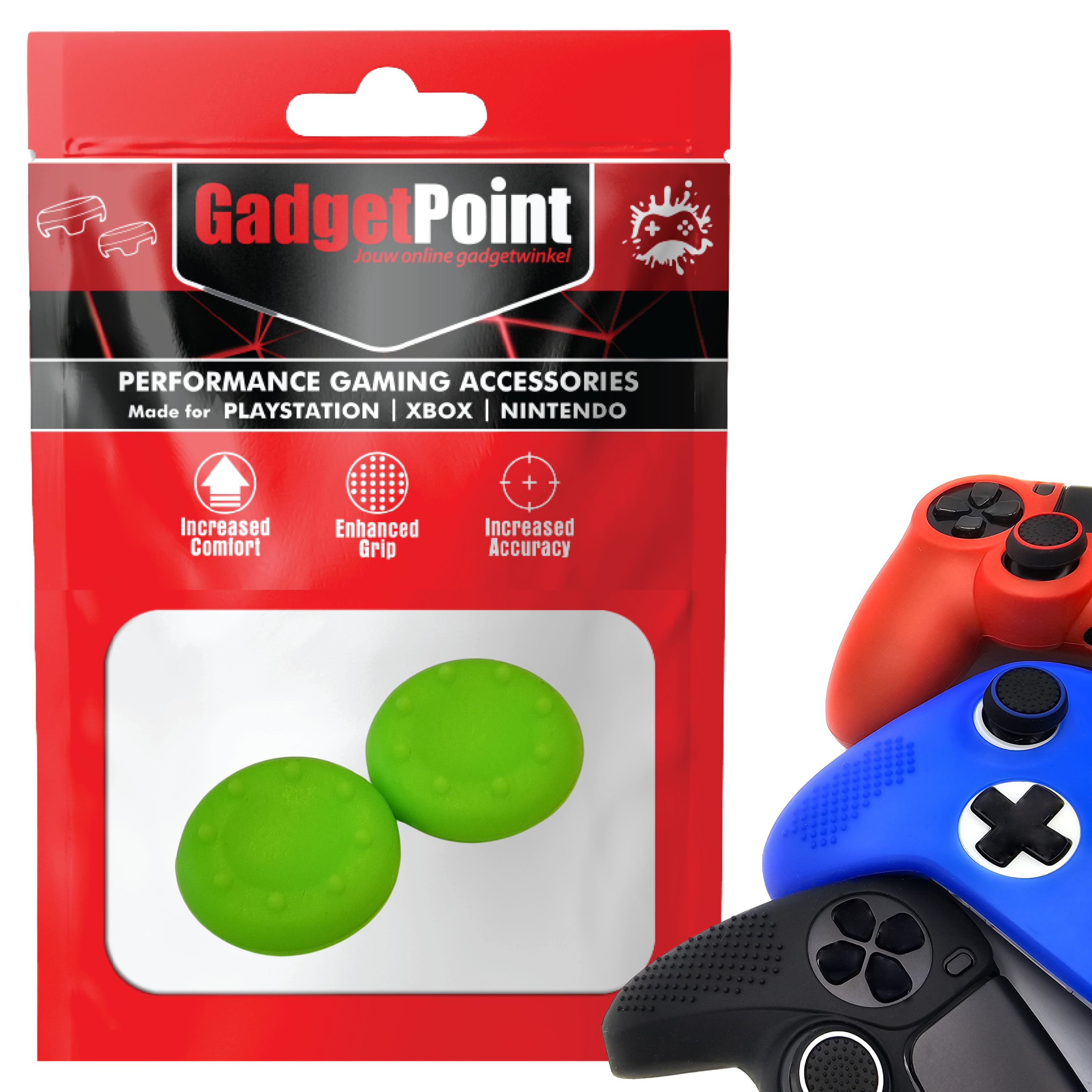 Gaming Thumb Grips | Performance Anti-slip Thumbsticks | Joystick Cap Thumb Grips | Thumbs Dots - Green | Accessories suitable for Playstation PS4 PS5 &amp; Xbox &amp; Nintendo Pro Controller