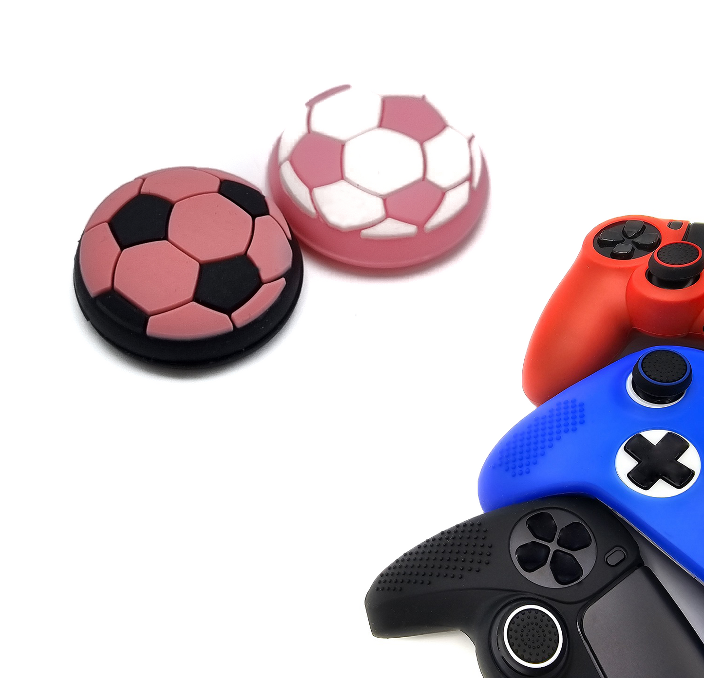 Gaming Thumbgrips | Performance Antislip Thumbsticks | Joystick Cap Thumb Grips | Voetbal - Roze Zwart Wit | Accessoires geschikt voor Playstation PS4 PS5 & Xbox & Nintendo Pro Controller