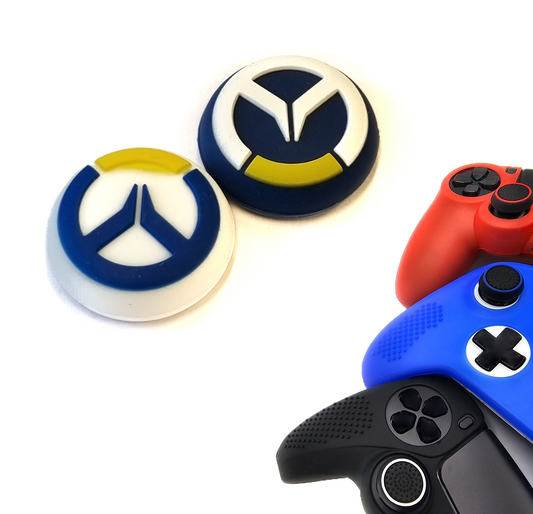 Gaming Thumbgrips | Performance Antislip Thumbsticks | Joystick Cap Thumb Grips | Blauw/Wit met Geel | Accessoires geschikt voor Playstation PS4 PS5 & Xbox & Nintendo Pro Controller