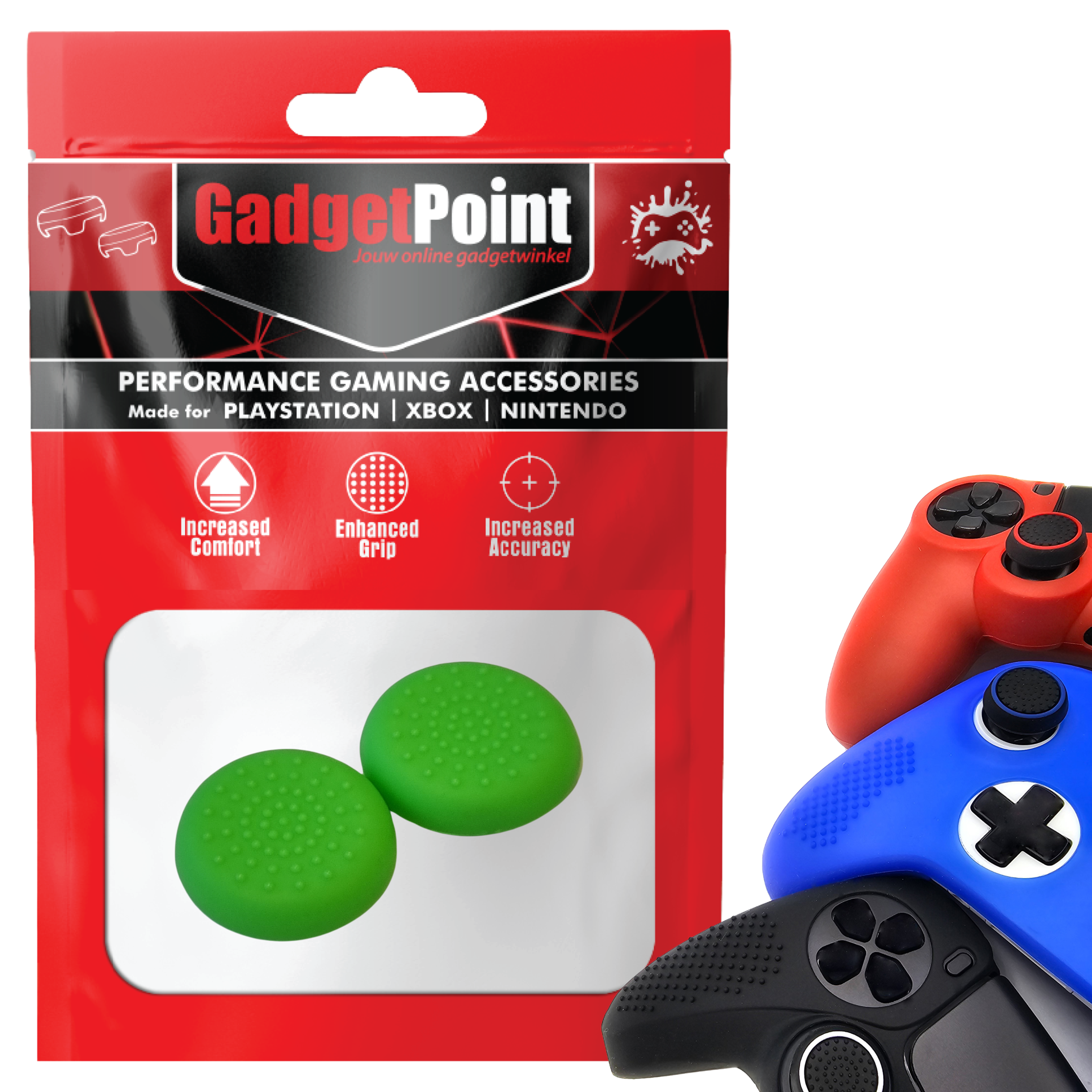Gaming Thumb Grips | Performance Anti-slip Thumbsticks | Joystick Cap Thumb Grips | Thumbgrips 8 dots - Green | Accessories suitable for Playstation PS4 PS5 &amp; Xbox &amp; Nintendo Pro Controller