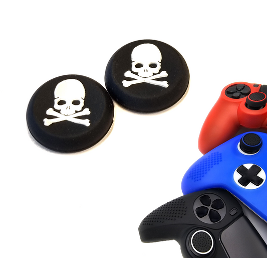 Gaming Thumb Grips | Performance Anti-slip Thumbsticks | Joystick Cap Thumb Grips | Skeleton - Black with White | Accessories suitable for Playstation PS4 PS5 &amp; Xbox &amp; Nintendo Pro Controller