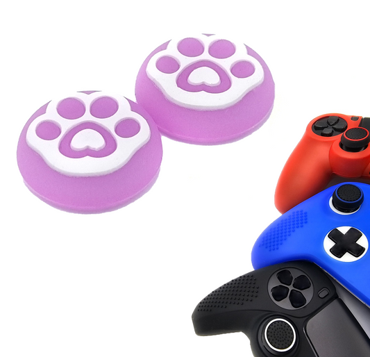 Gaming Thumb Grips | Performance Anti-slip Thumbsticks | Joystick Cap Thumb Grips | Paws - Pink with White | Accessories suitable for Nintendo Switch Joy-Con Controllers