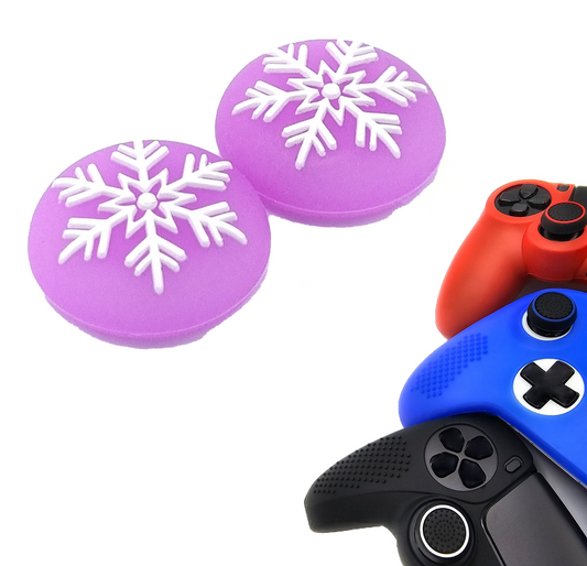 Gaming Thumbgrips | Performance Antislip Thumbsticks | Joystick Cap Thumb Grips | Accessoires geschikt voor Playstation PS4 PS5 & Xbox & Nintendo Pro Controller | Sneeuwvlok - Paars