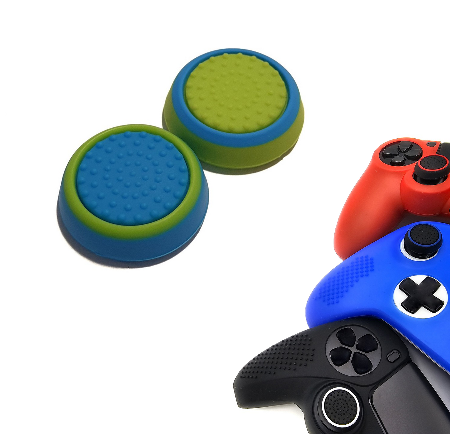 Gaming-Daumengriffe | Performance Anti-Rutsch-Daumenstifte | Joystick-Kappen-Daumengriffe | Blau und Grün | Zubehör passend für Playstation PS4 PS5 &amp; Xbox &amp; Nintendo Pro Controller