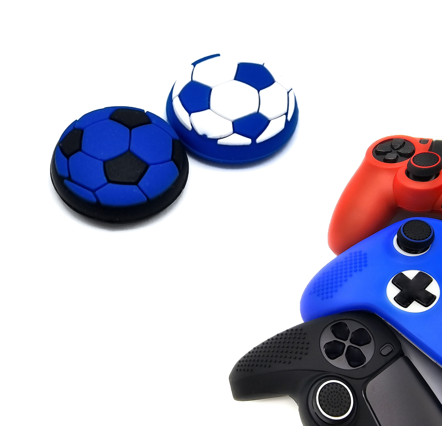 Gaming Thumbgrips | Performance Antislip Thumbsticks | Joystick Cap Thumb Grips | Voetbal - Blauw Wit | Accessoires geschikt voor Playstation PS4 PS5 & Xbox & Nintendo Pro Controller